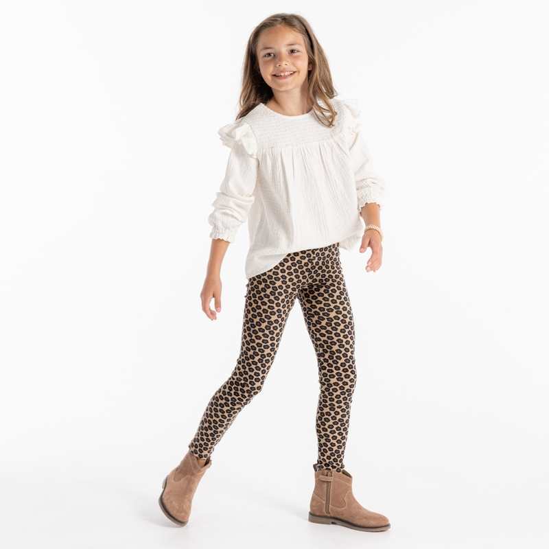 Legging côtelé imprimé léopard marron Fille