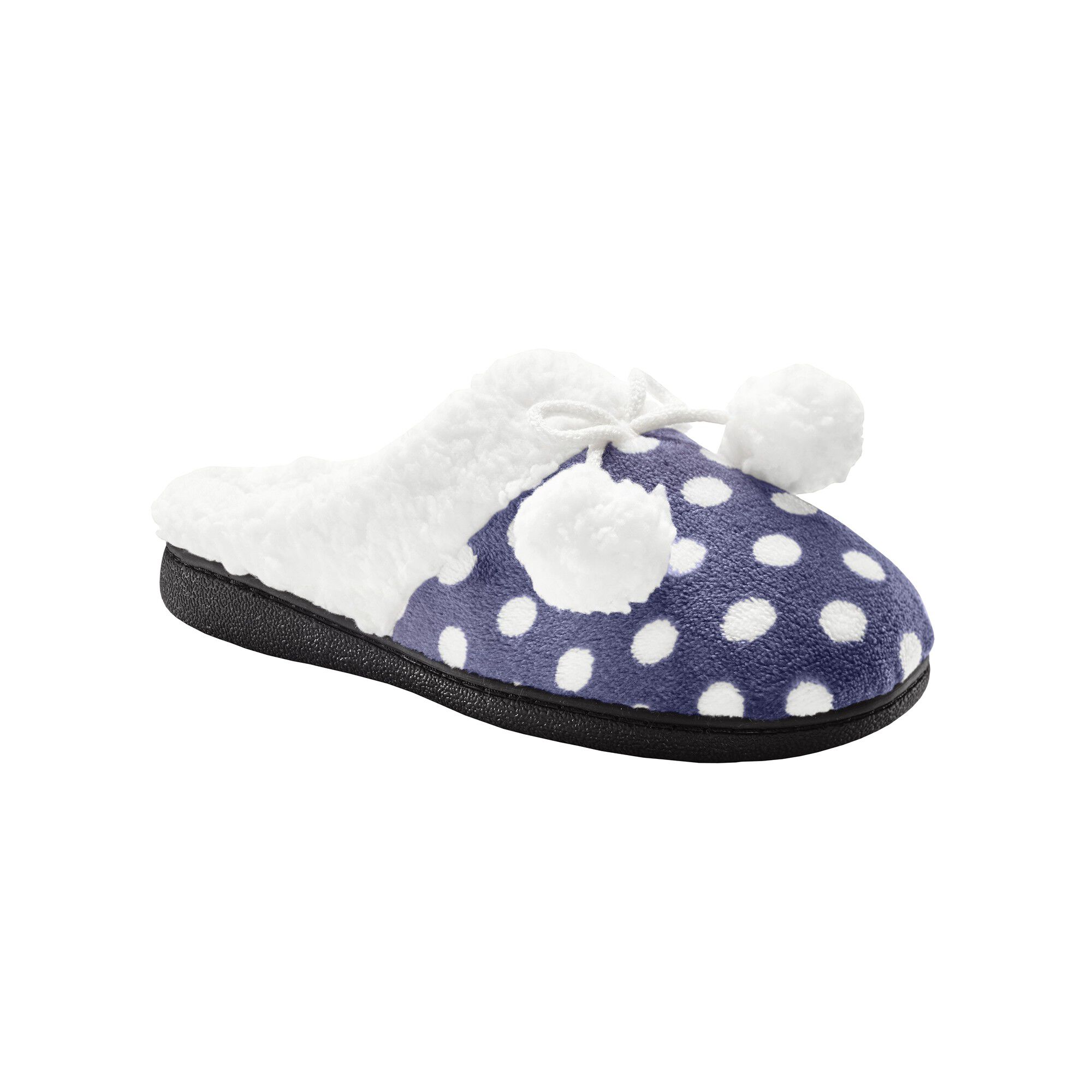 Chaussons mules polaires imprimées pois