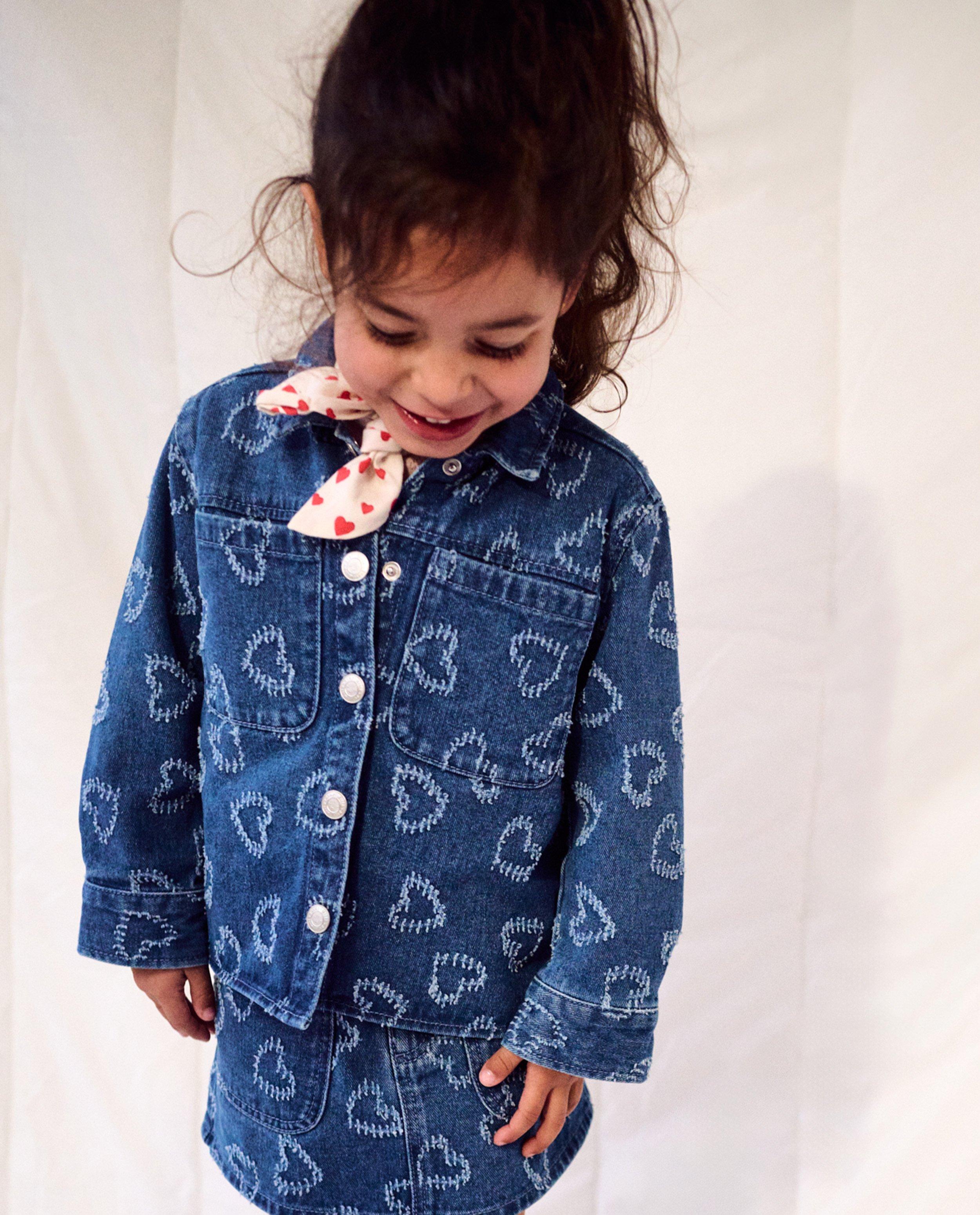 Cardigan din denim Milla Star cu model cu inimioare, croială supradimensionată, 92-134 albastru