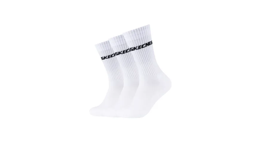 SKECHERS Unisex Cushioned Lange Tennis Socken 3er Pack weiss