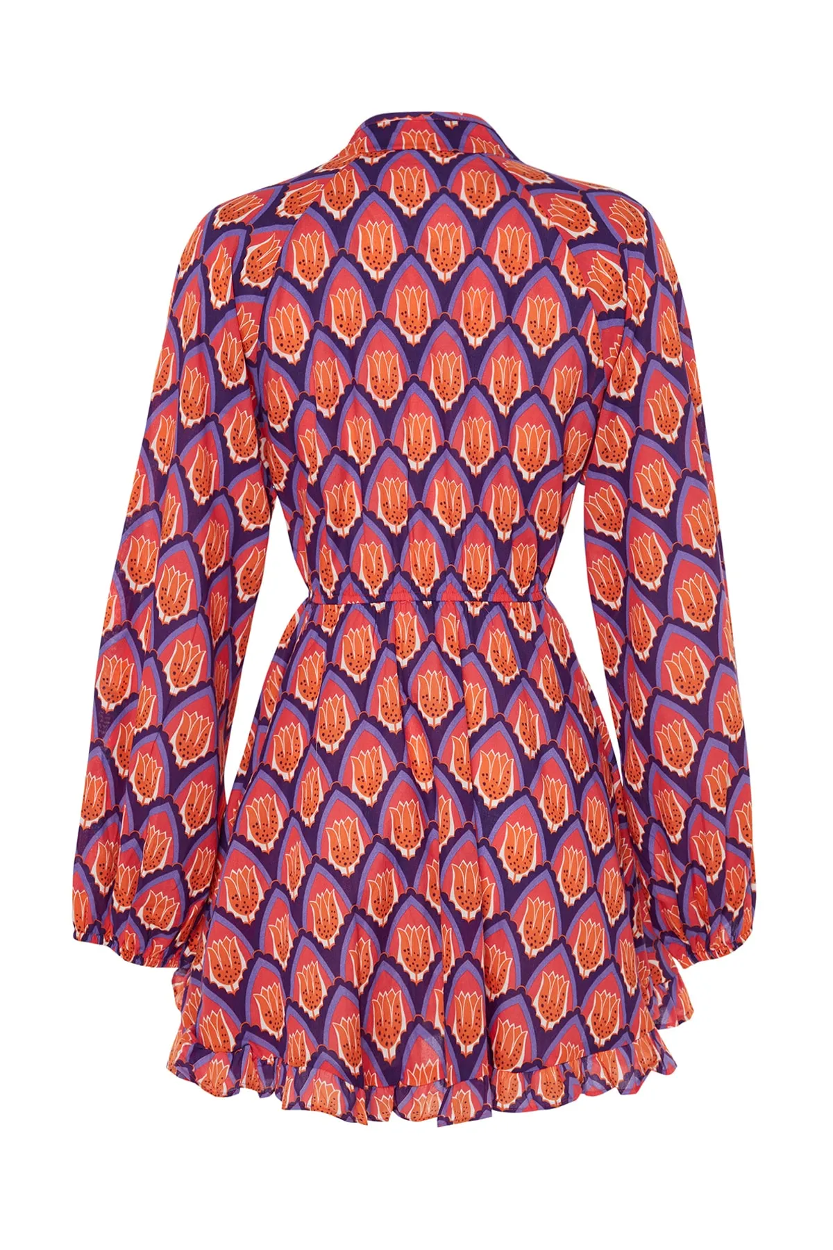 Trendyol Collection  Gemustertes Mini-Strandkleid aus 100 % Baumwolle mit Blumenmuster TBESS21EL2771