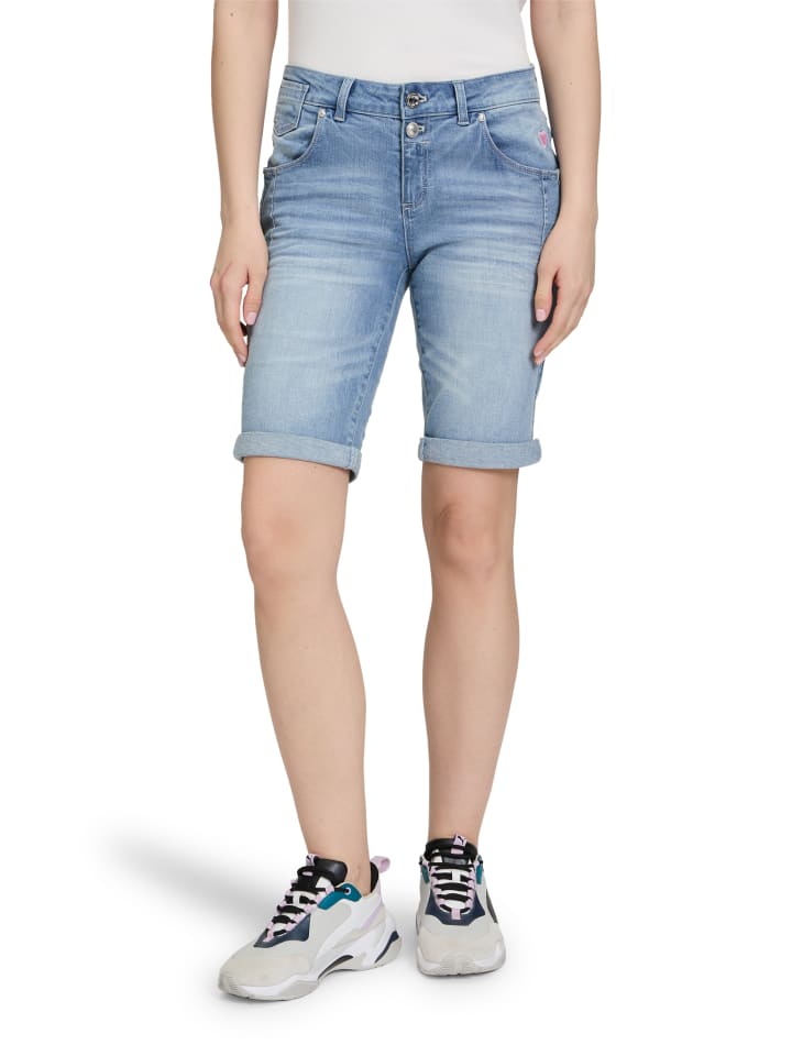CARTOON Jeans-Shorts mit Stickerei in Blau günstig kaufen