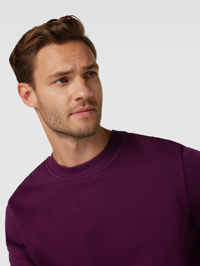 Sweatshirt mit Rundhalsausschnitt Modell 'TILO' in aubergine