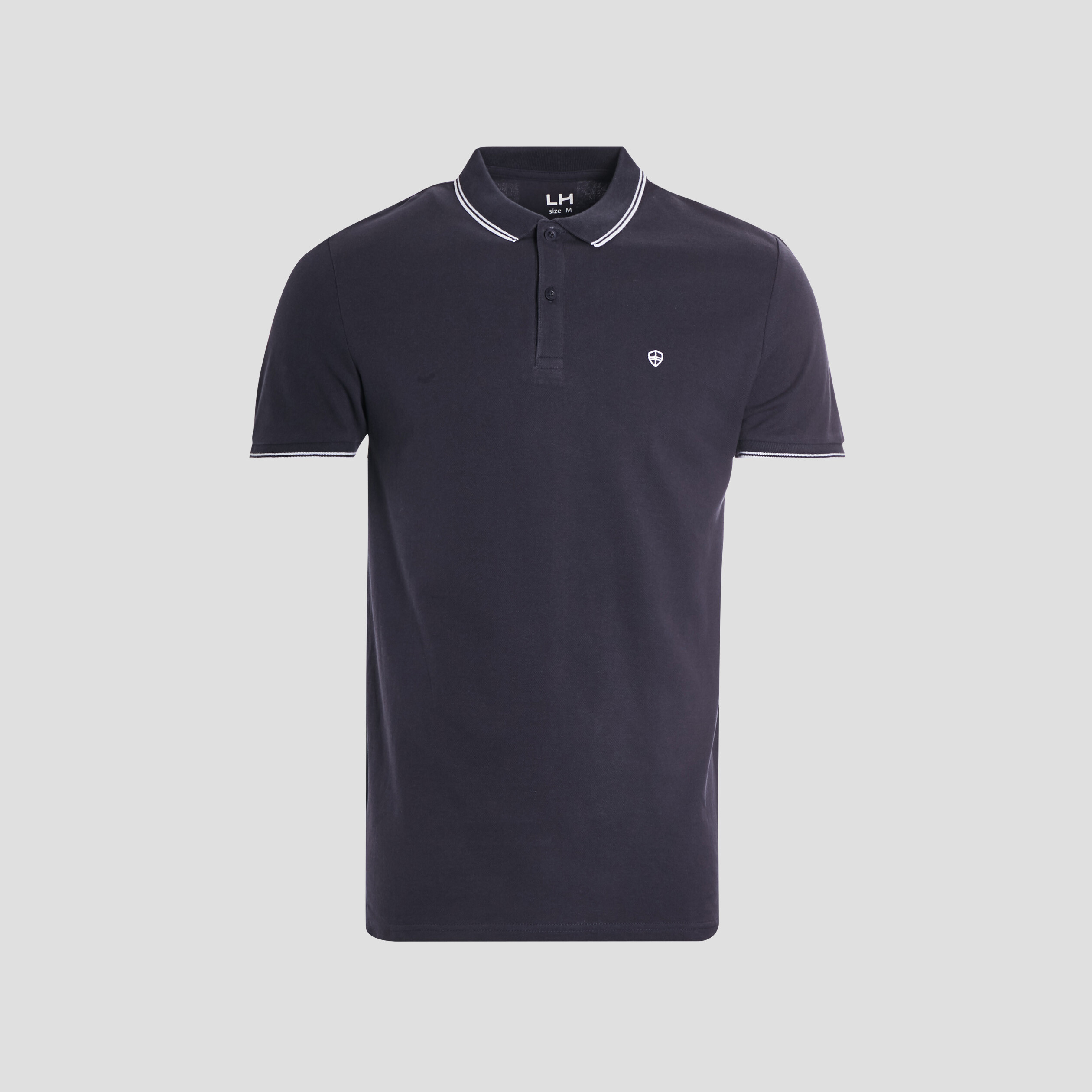 Polo manches courtes bords contrastés bleu marine homme | La Halle