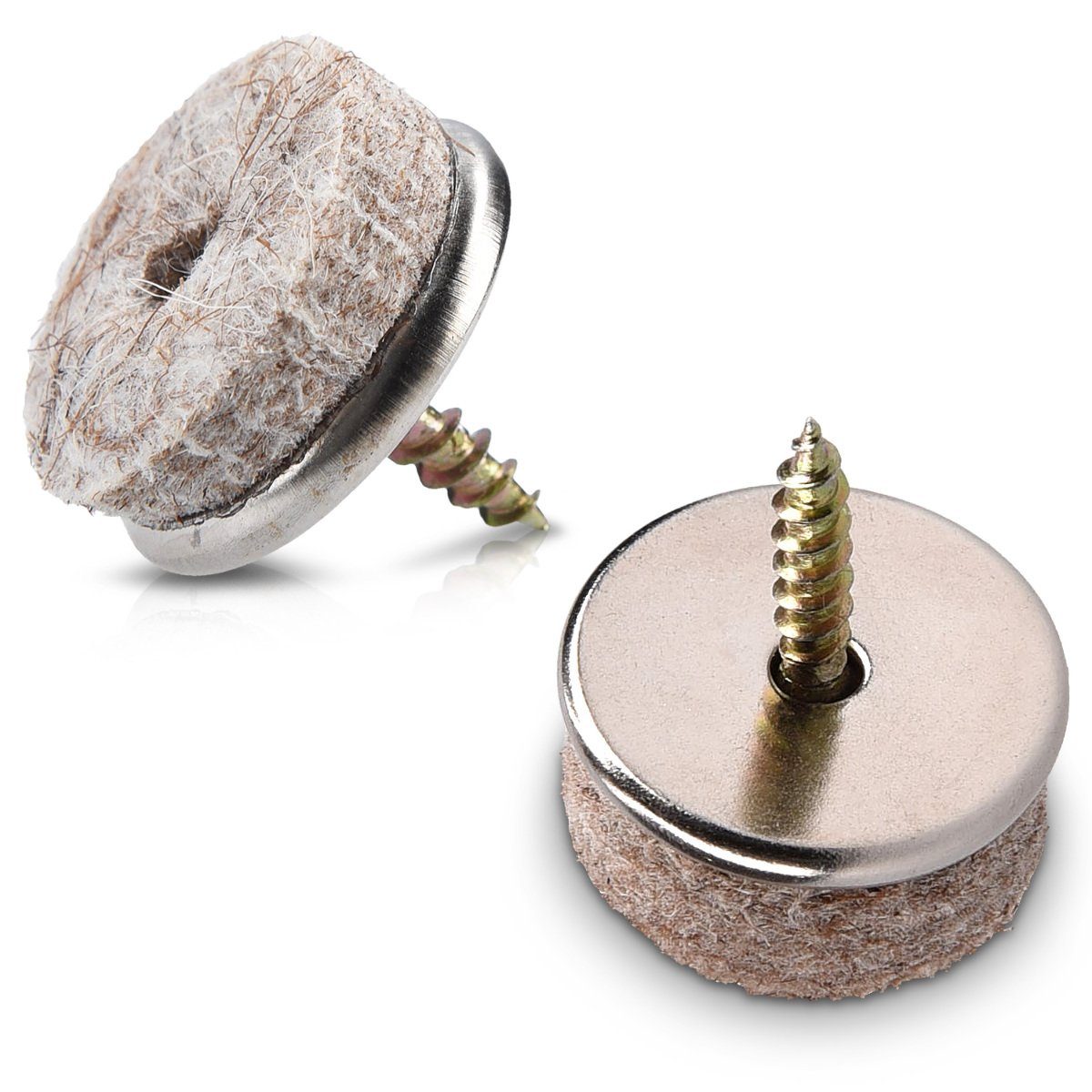 Navaris Möbelfuß 20x Filzgleiter mit Schraube - Stuhlgleiter 25mm - Filz und Metall, (20-St)
