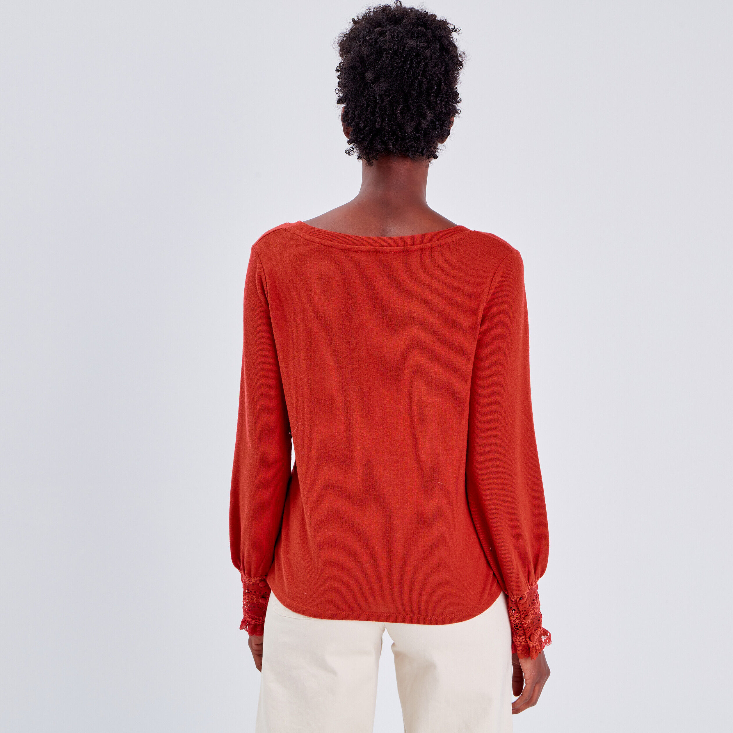 T-shirt manches longues orange foncé femme | Cache Cache