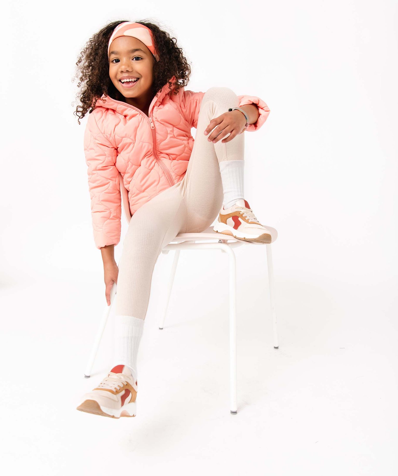Legging fille à ctes et n?ud pailleté à la taille beige | GEMO