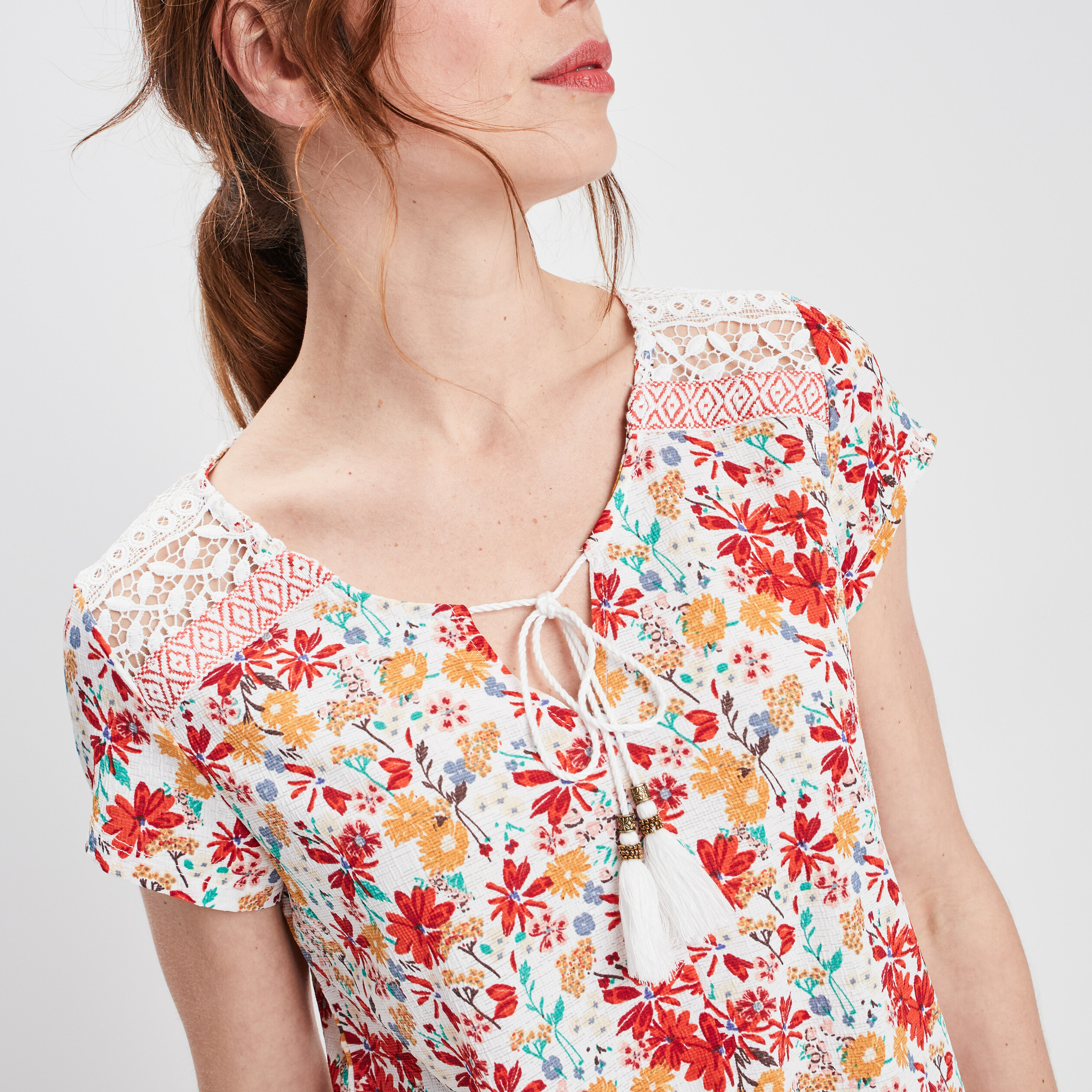 T-shirt manches courtes ecru femme | La Halle