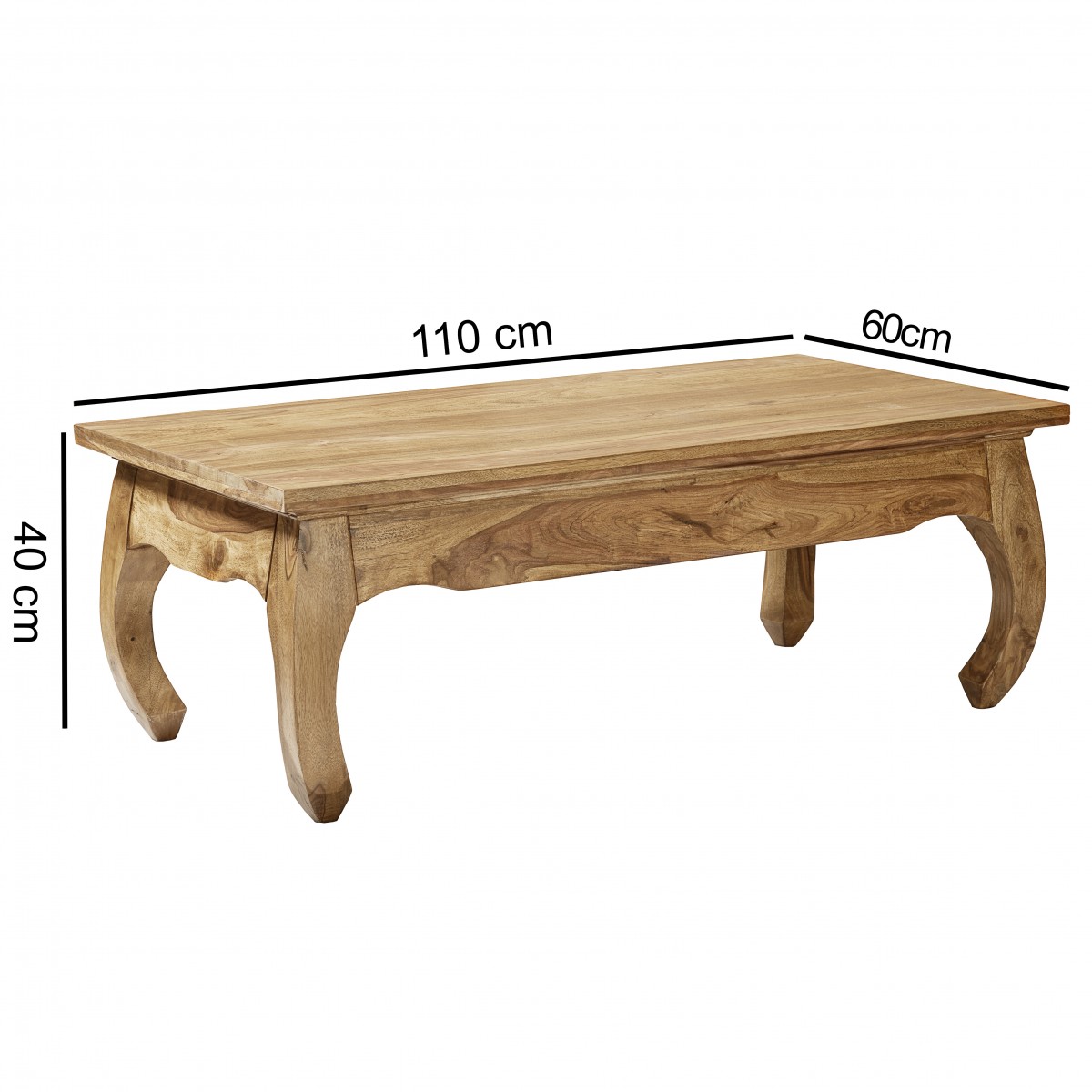 Wohnling Akazie Opium Couchtisch Massiv 110 x 60 cm Massivholz