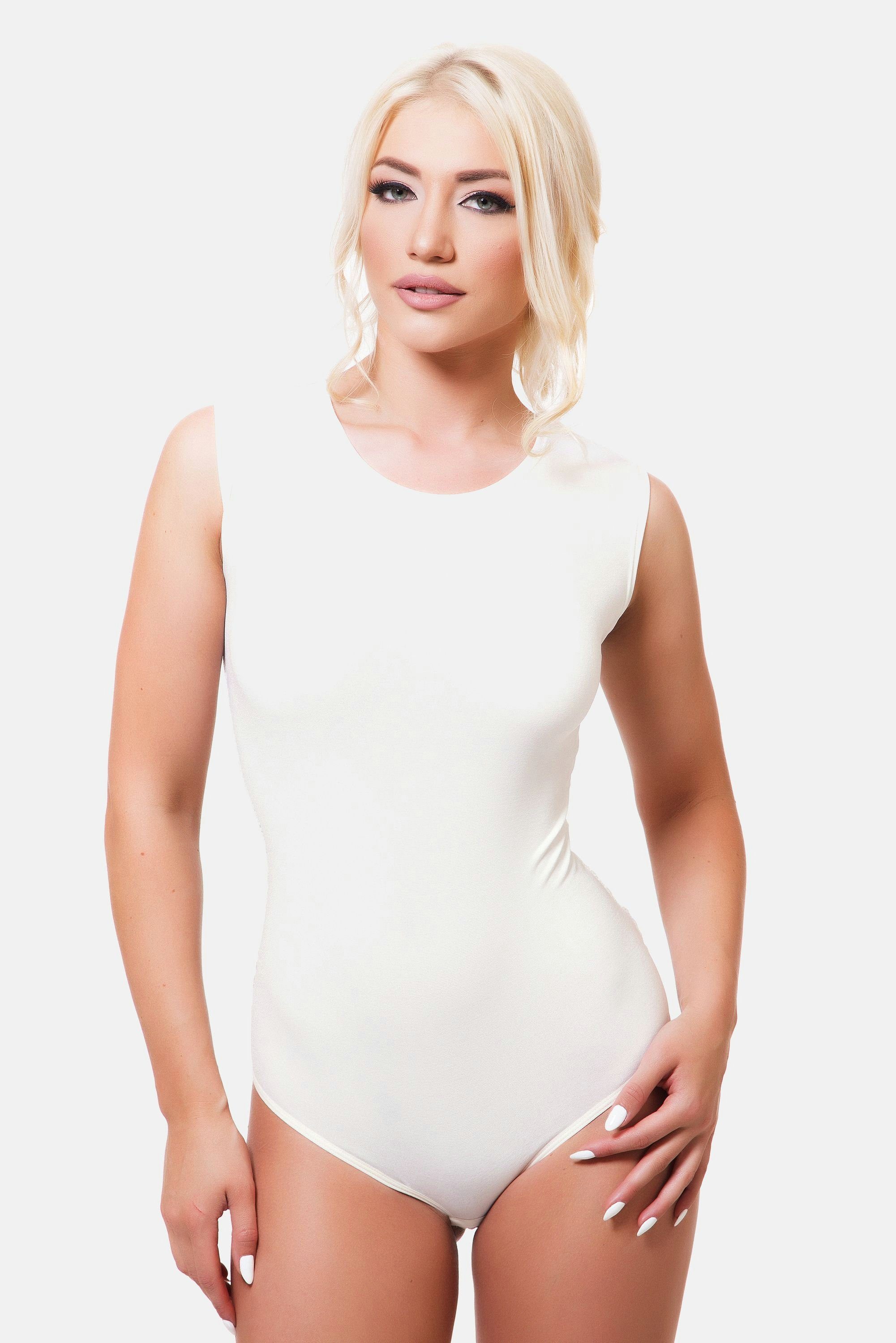 Evoni Body Damen Bodysuit Spitzenrücken ärmellos