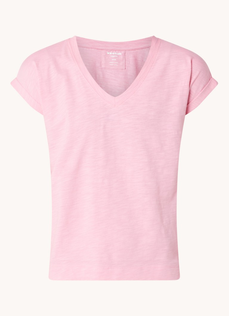 Whistles Willa organic cotton T-shirt with V-neck