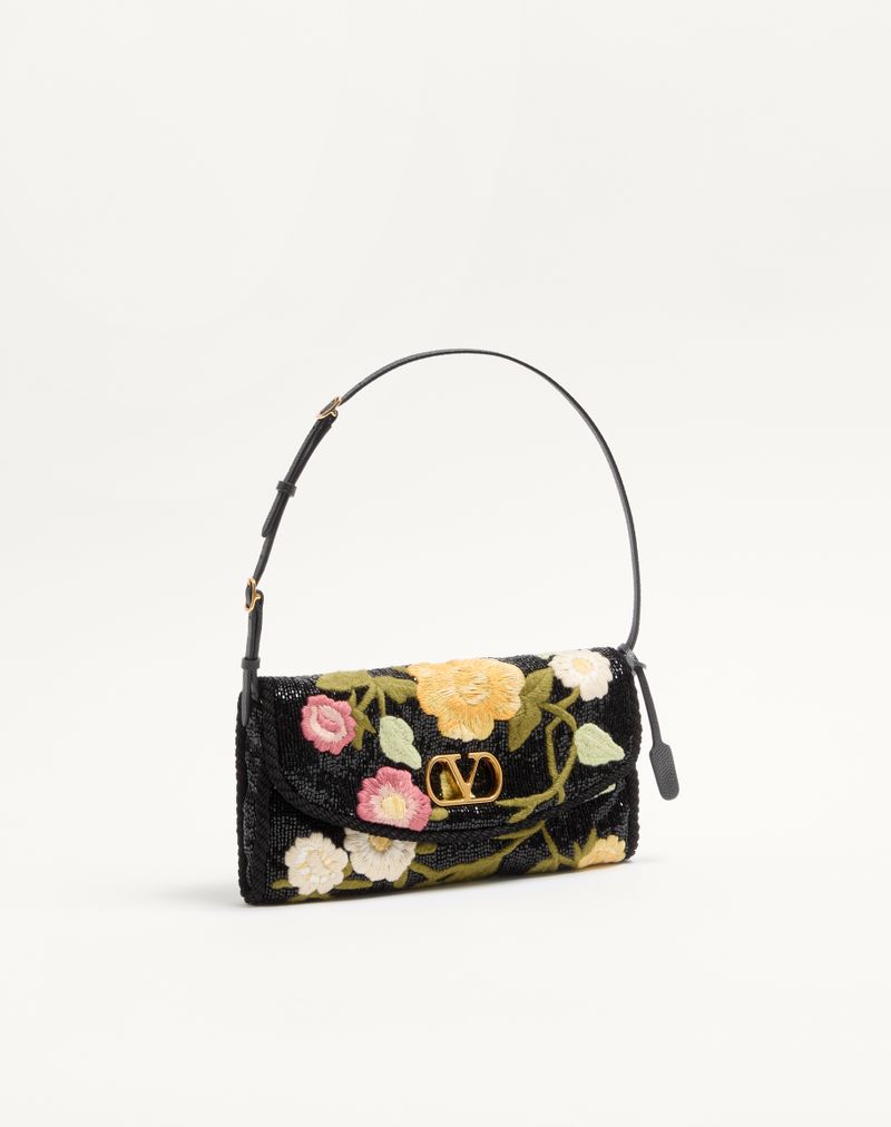 Bolsa de ombro pequena bordada Valentino Garavani Devain