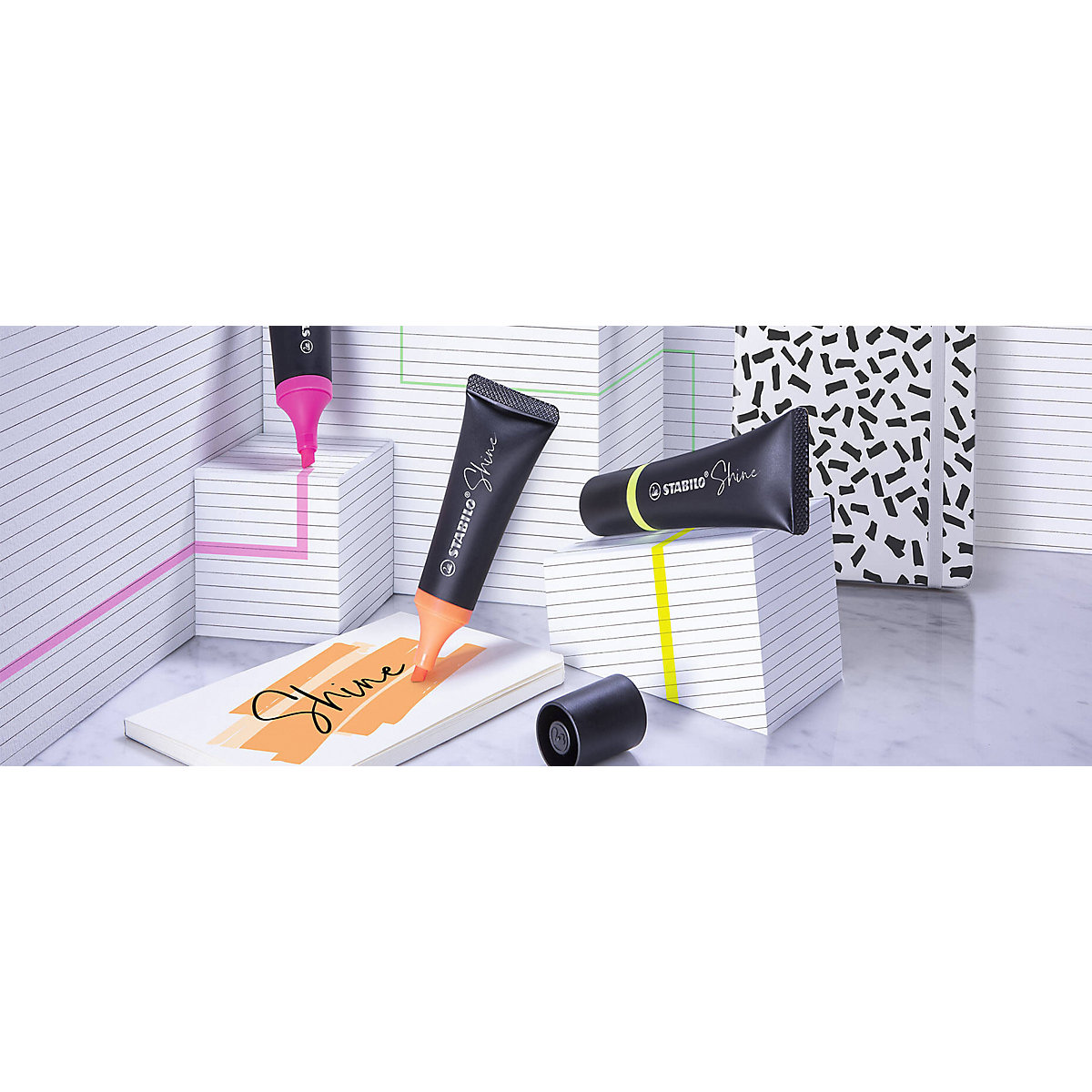 Textmarker SHINE, 4 Farben in Tubenform
