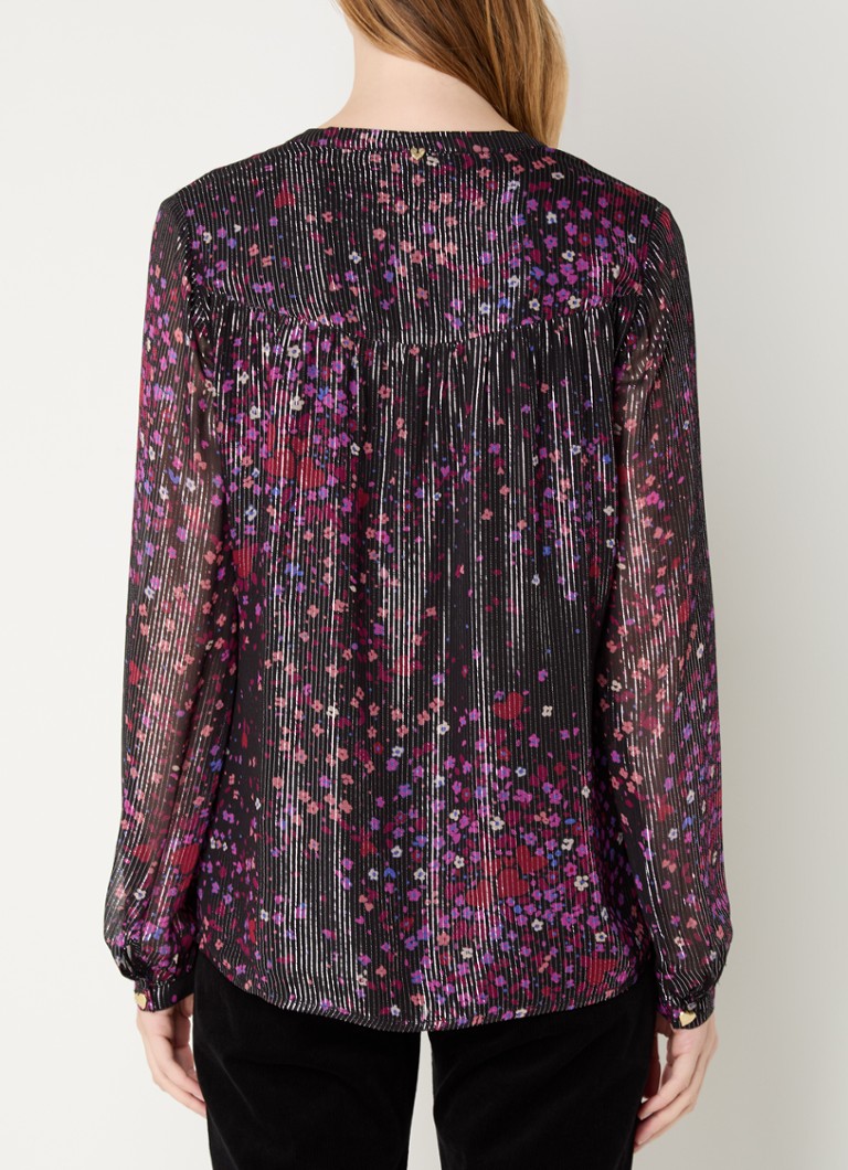 Blusa semitrasparente Frida di Fabienne Chapot con lurex e stampa floreale