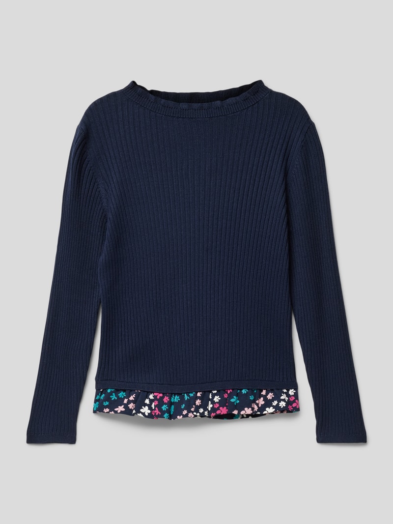 Strickpullover in Layering-Optik Modell 'Back to School' in marineblau