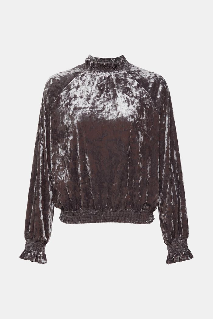 Longsleeve aus Samt mit gesmokten Details