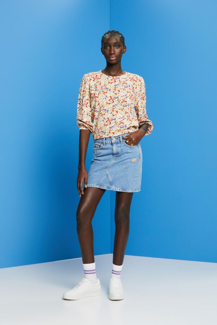 Florale Bluse mit 3/4-Ärmeln