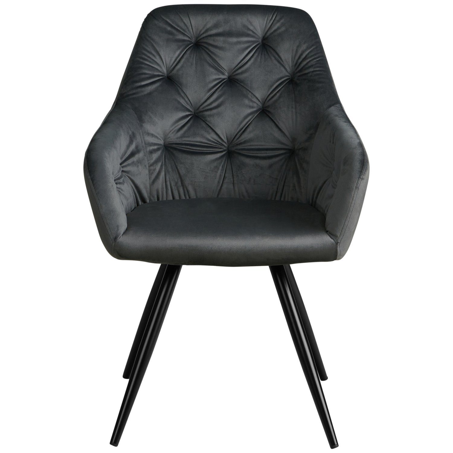 Homestyle4u Esszimmerstuhl Stuhl 6er Set Wohnzimmerstühle Grau Samt Esszimmer (6er Set)