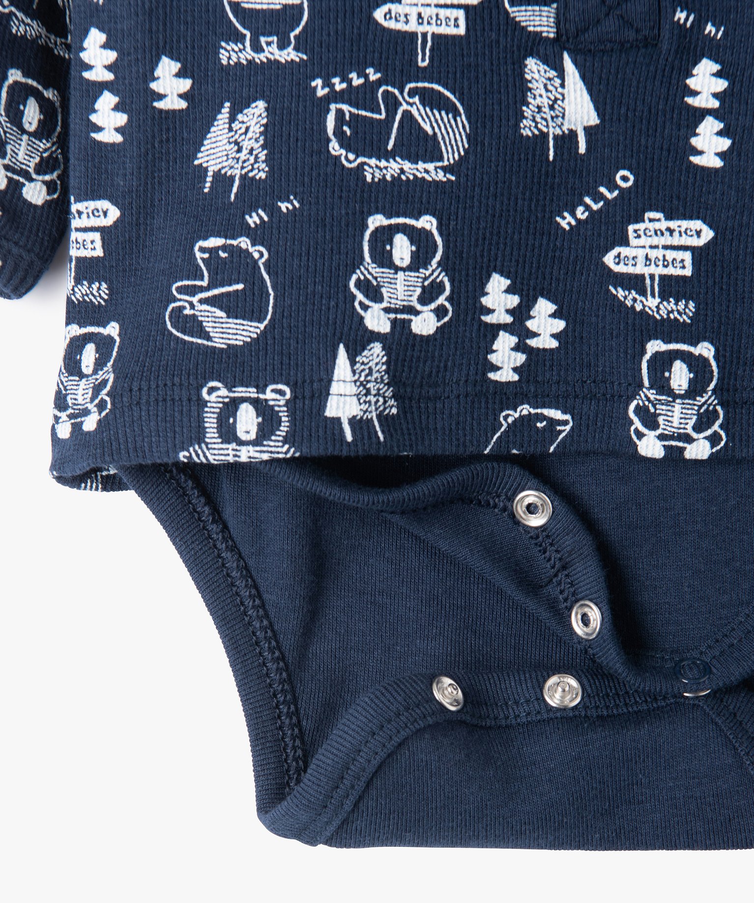 Body bébé à manches longues effet tee-shirt marine | GEMO