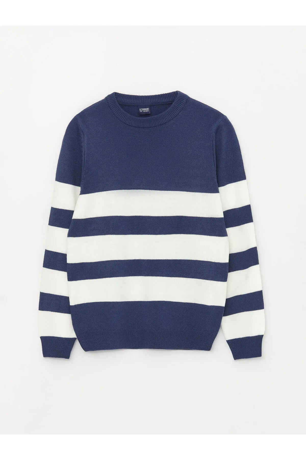 LC Waikiki  Gestreifter Langarm-Strickpullover für Jungen mit Rundhalsausschnitt