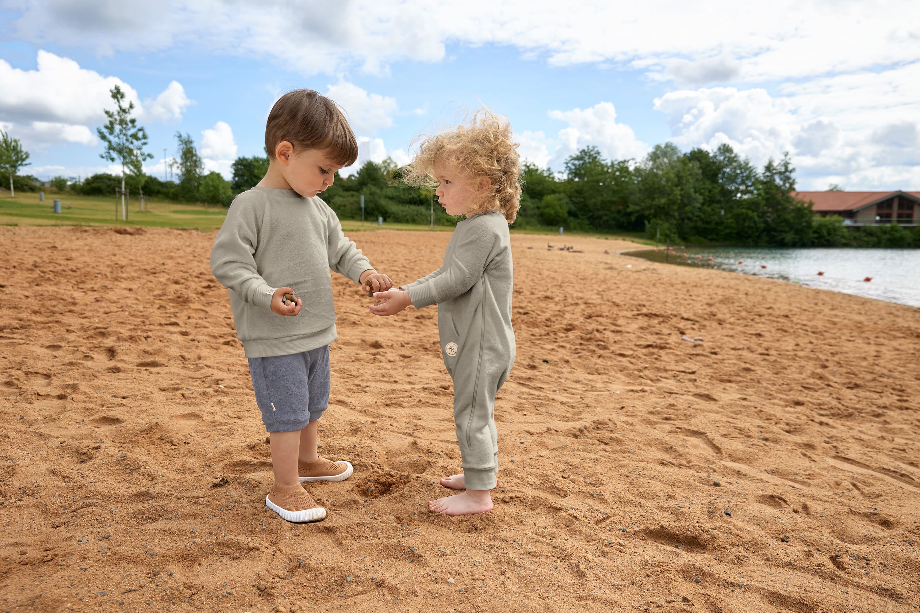 Frottee Sweater Kinder, Oliv