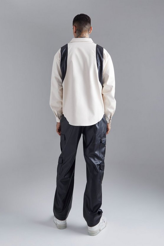 Overshirt mit PU-Einsatz