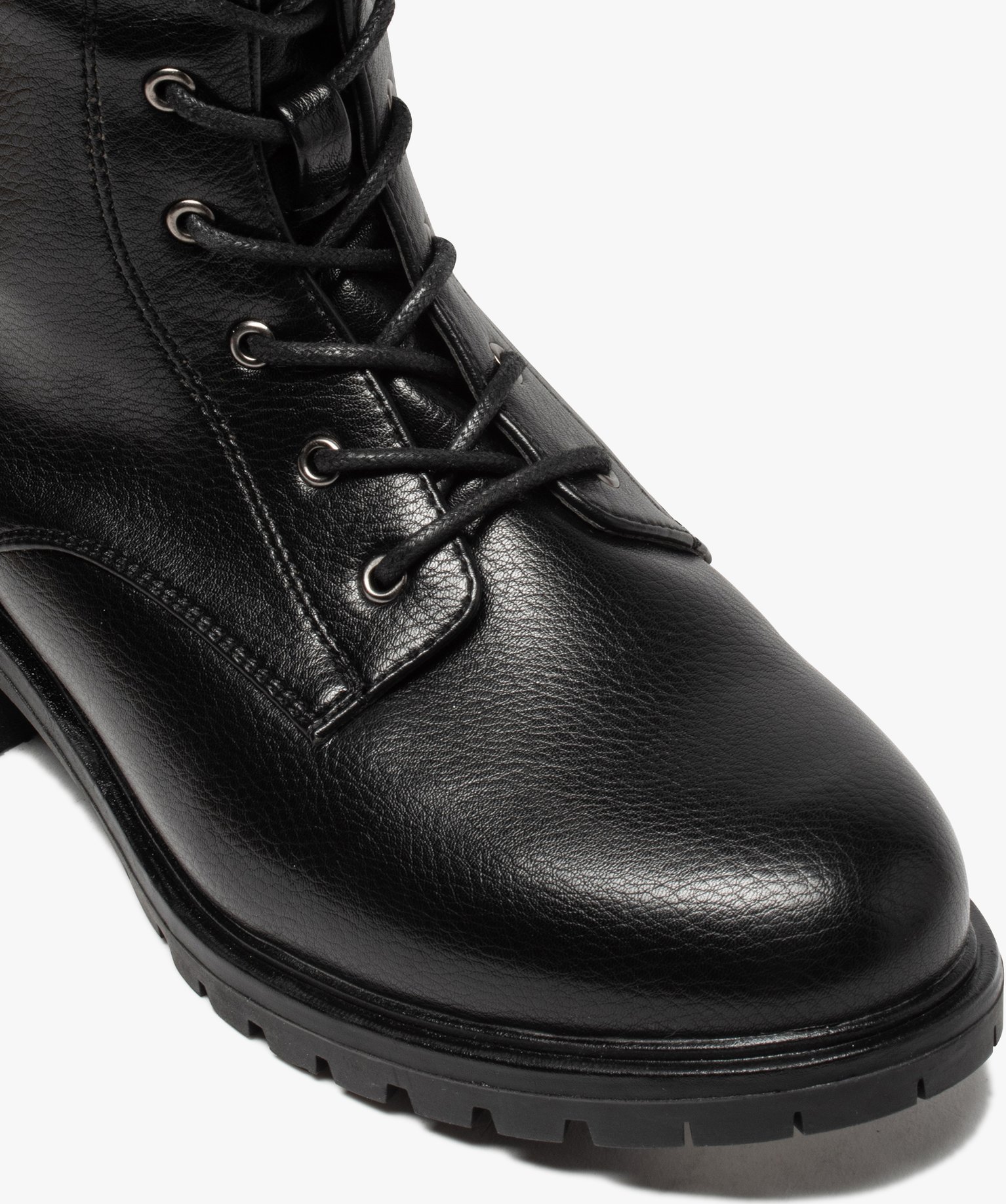 Bottes femme unies à lacets et semelle crantée | GEMO