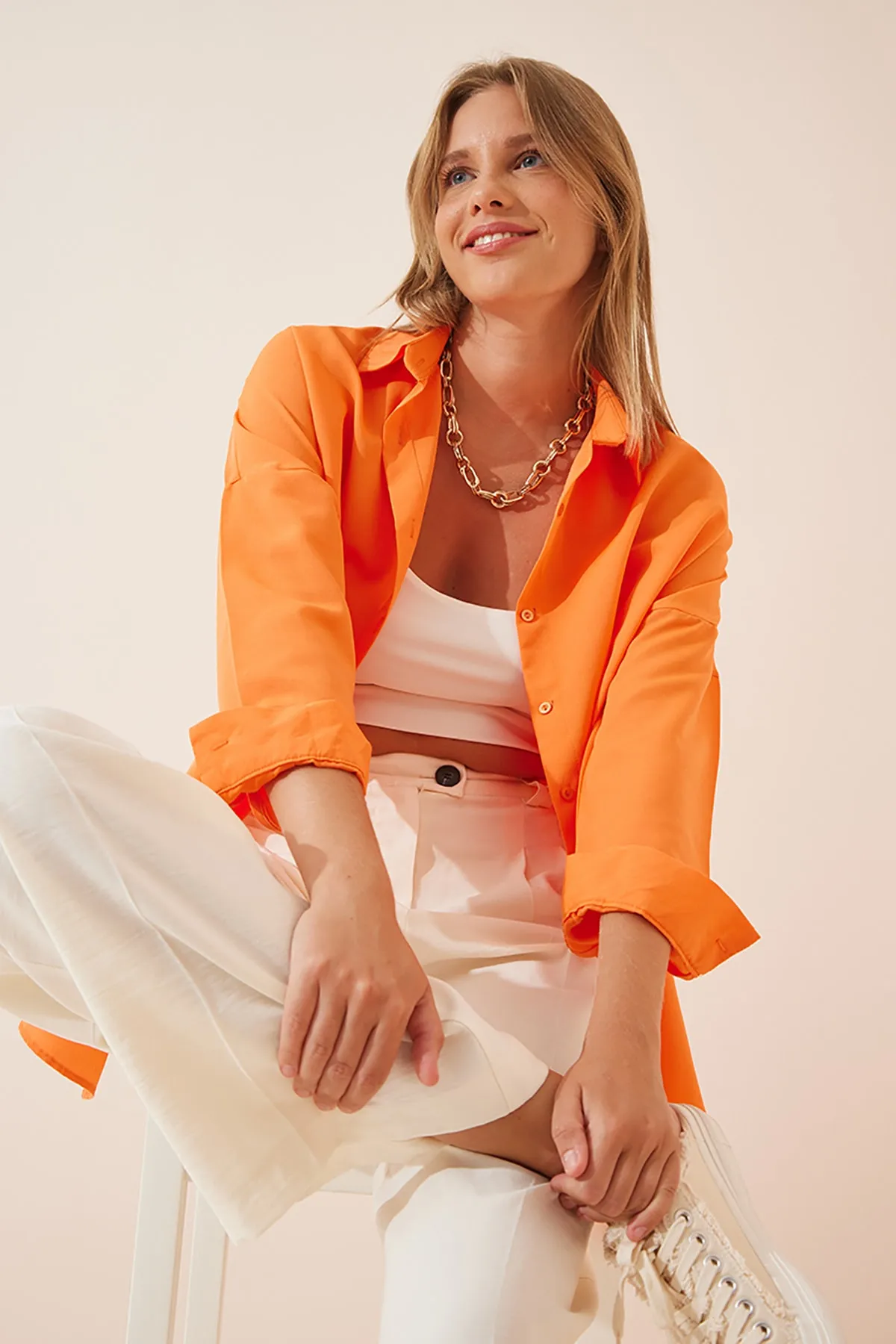 Happiness İstanbul  Hemd - Orange - Oversized