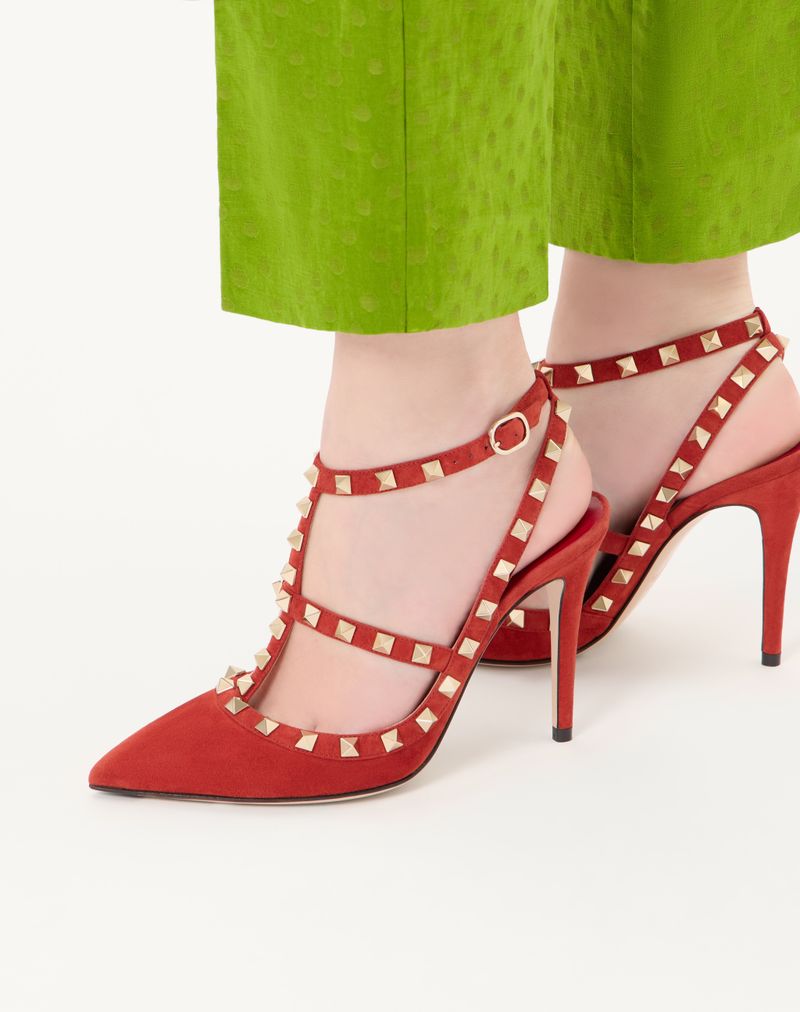 Sapato de salto Rockstud de camurça de 100 mm
