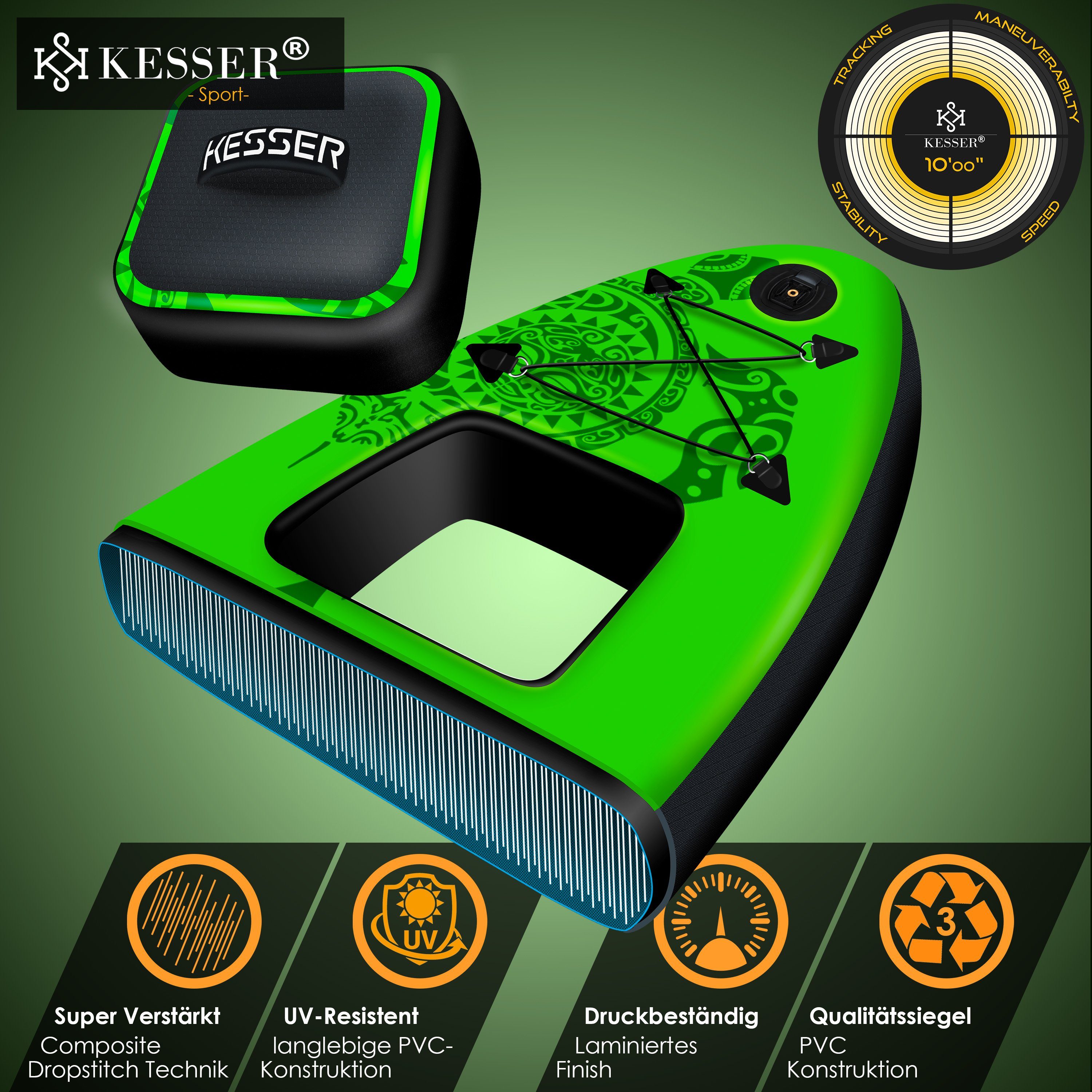 KESSER SUP-Board, SUP Board Aufblasbar Set mit Sichtfenster Stand Up Paddle