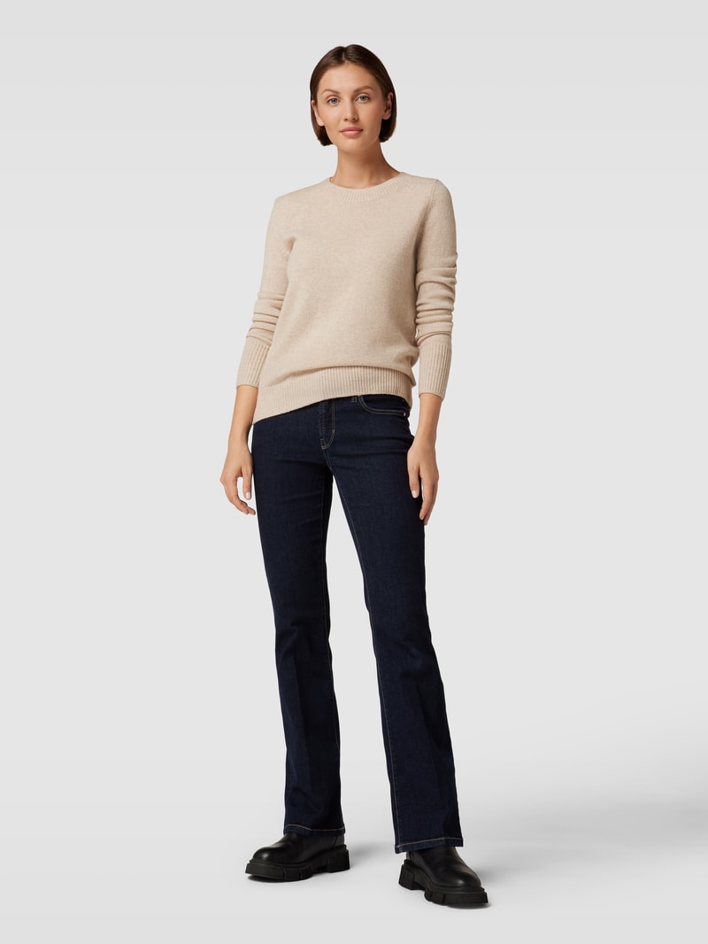 Strickpullover mit Rundhalsausschnitt in beige meliert