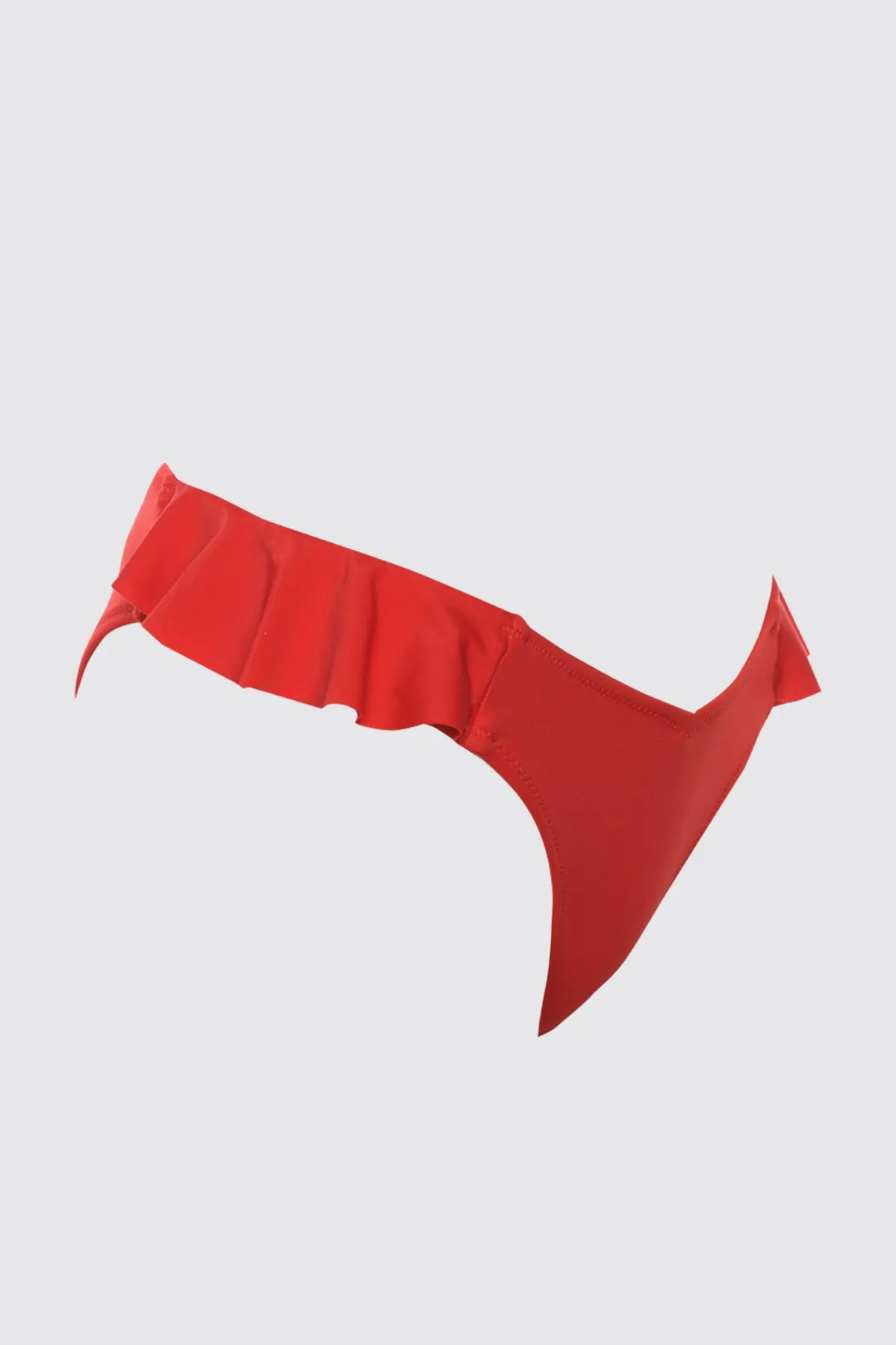 Trendyol Collection  Rote Rüschen-Bikinihose mit detailliertem V-Ausschnitt TBESS21BA0044