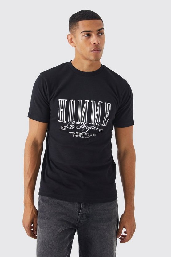 Slim-Fit T-Shirt mit Homme-Print