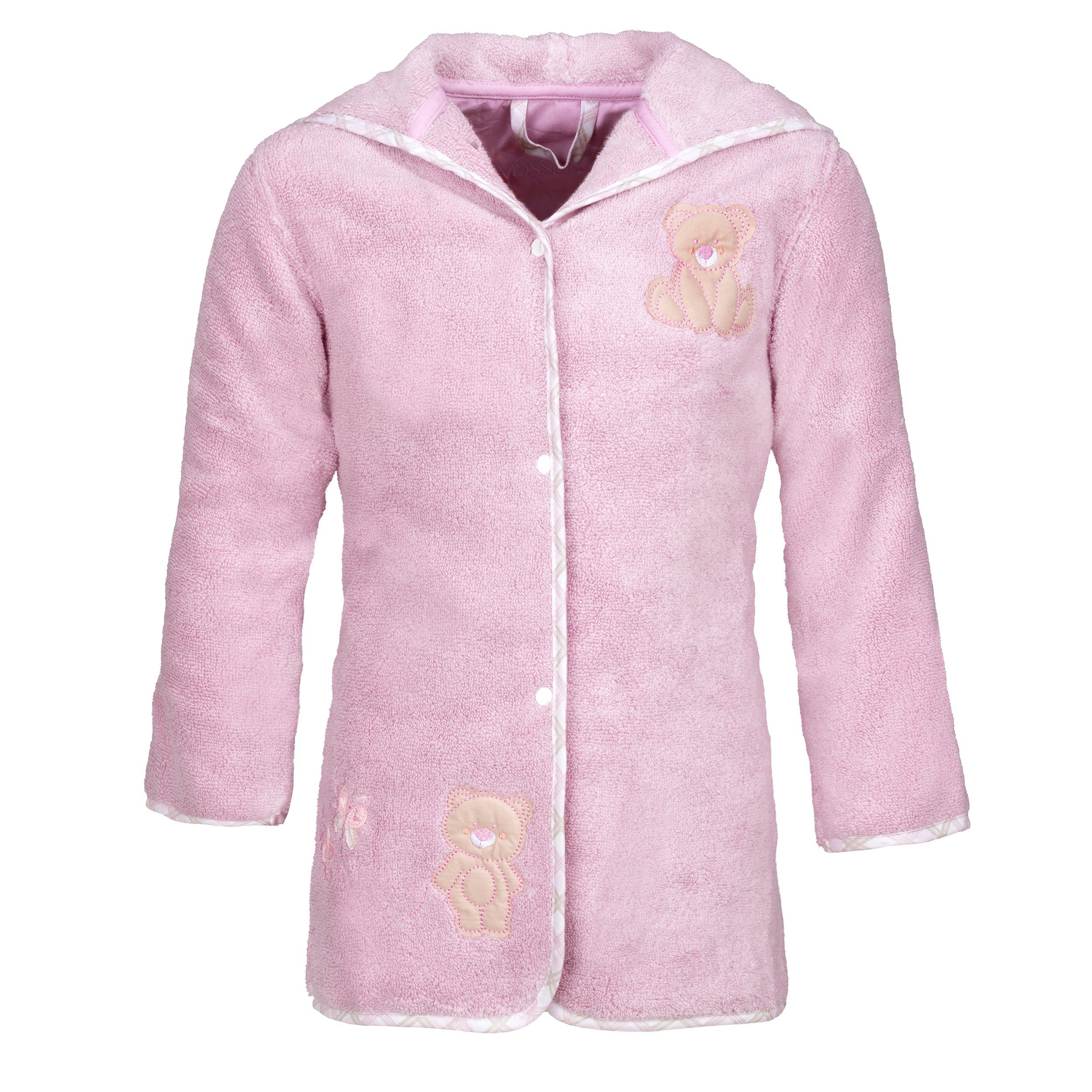 Vossen Kinderbademantel Teddy, Baumwolle, Kapuze, Knöpfe, Baby Bademantel mit Kapuze Druckknöpfe Stickerei Frottee