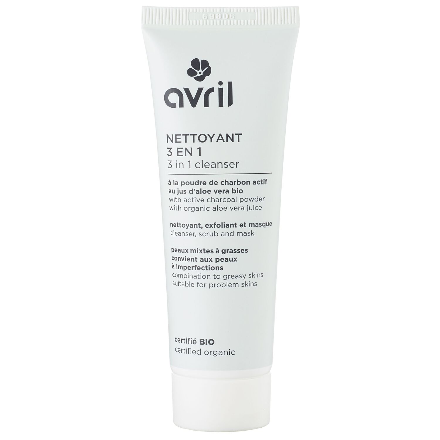 Avril À la Poudre de Charbon Actif  Nettoyant 3 en 1 - Certifié bio