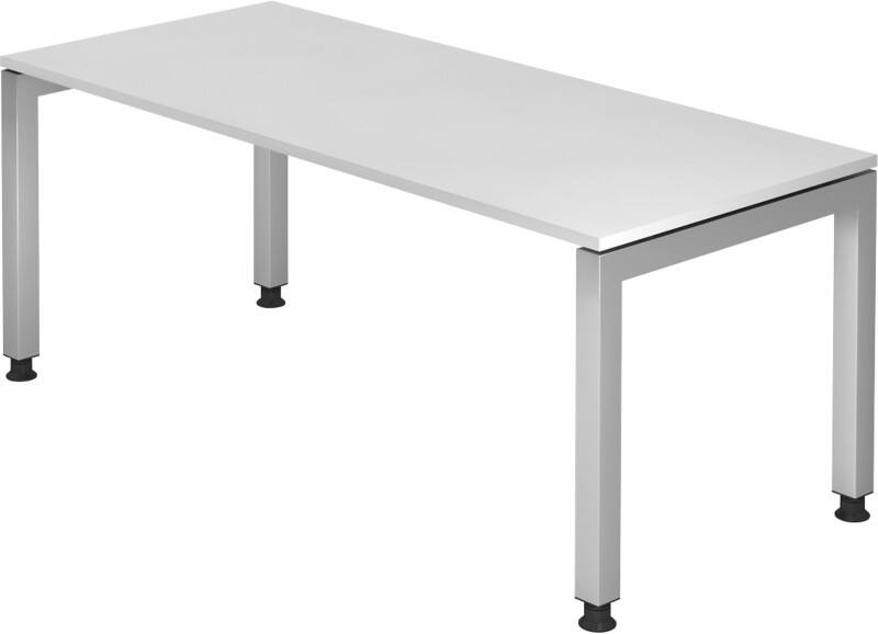 Hammerbacher VJS19/W J Serie Höhenverstellbarer Schreibtisch Rechteckig Holz Silber 4 Füße 1.800 x 680 mm