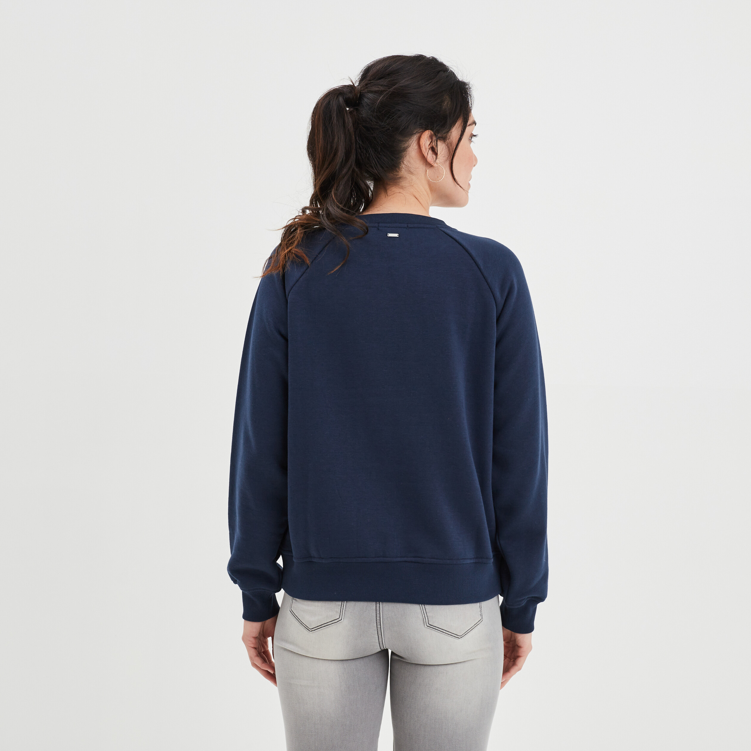 Sweat à sequins col rond Creeks bleu marine femme | La Halle