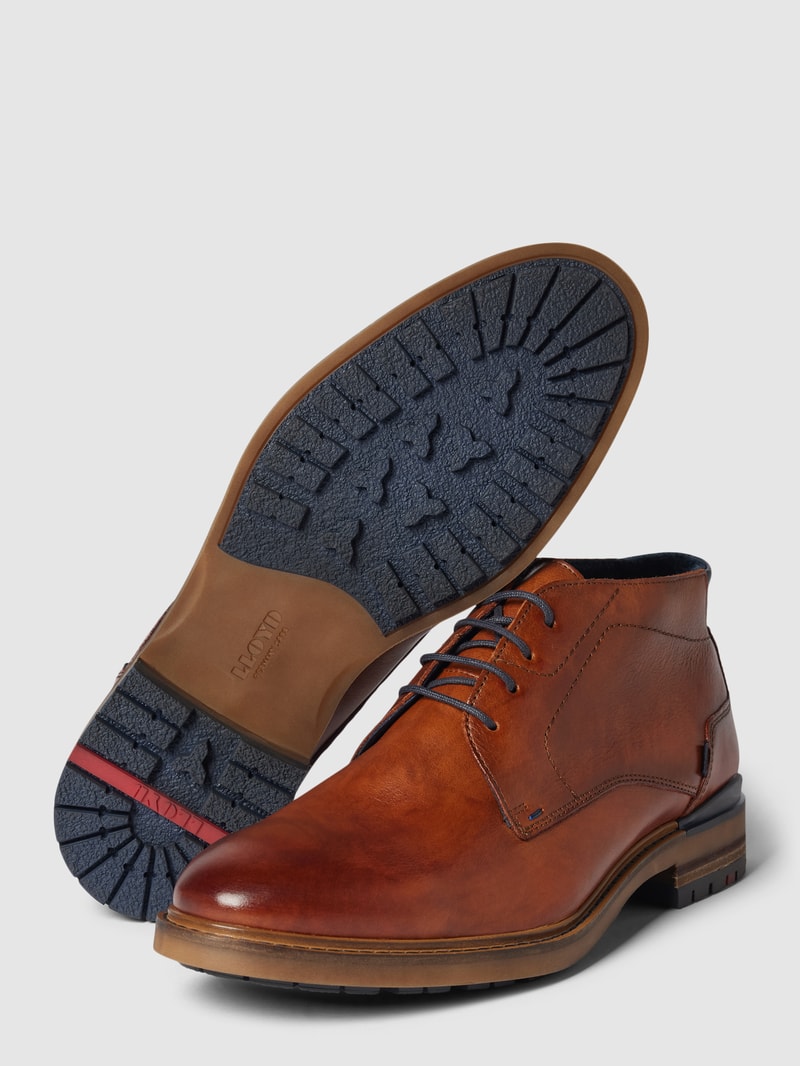 Schnürschuhe aus echtem Leder Modell 'HENGELO' in cognac