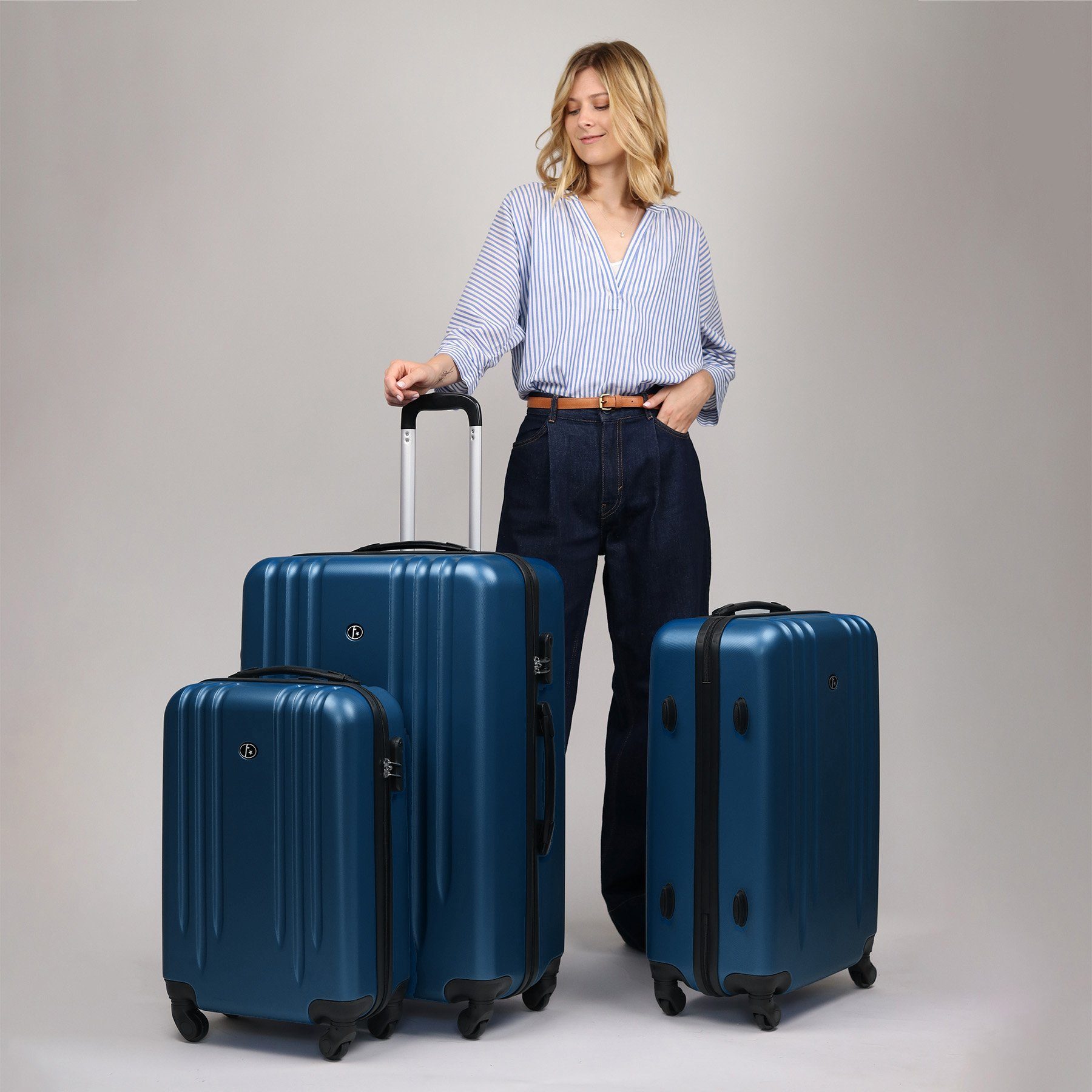 FERGÉ Kofferset 3 teilig Hartschale Marseille, Trolley 3er Koffer Set, Reisekoffer 4 Rollen, Premium Rollkoffer