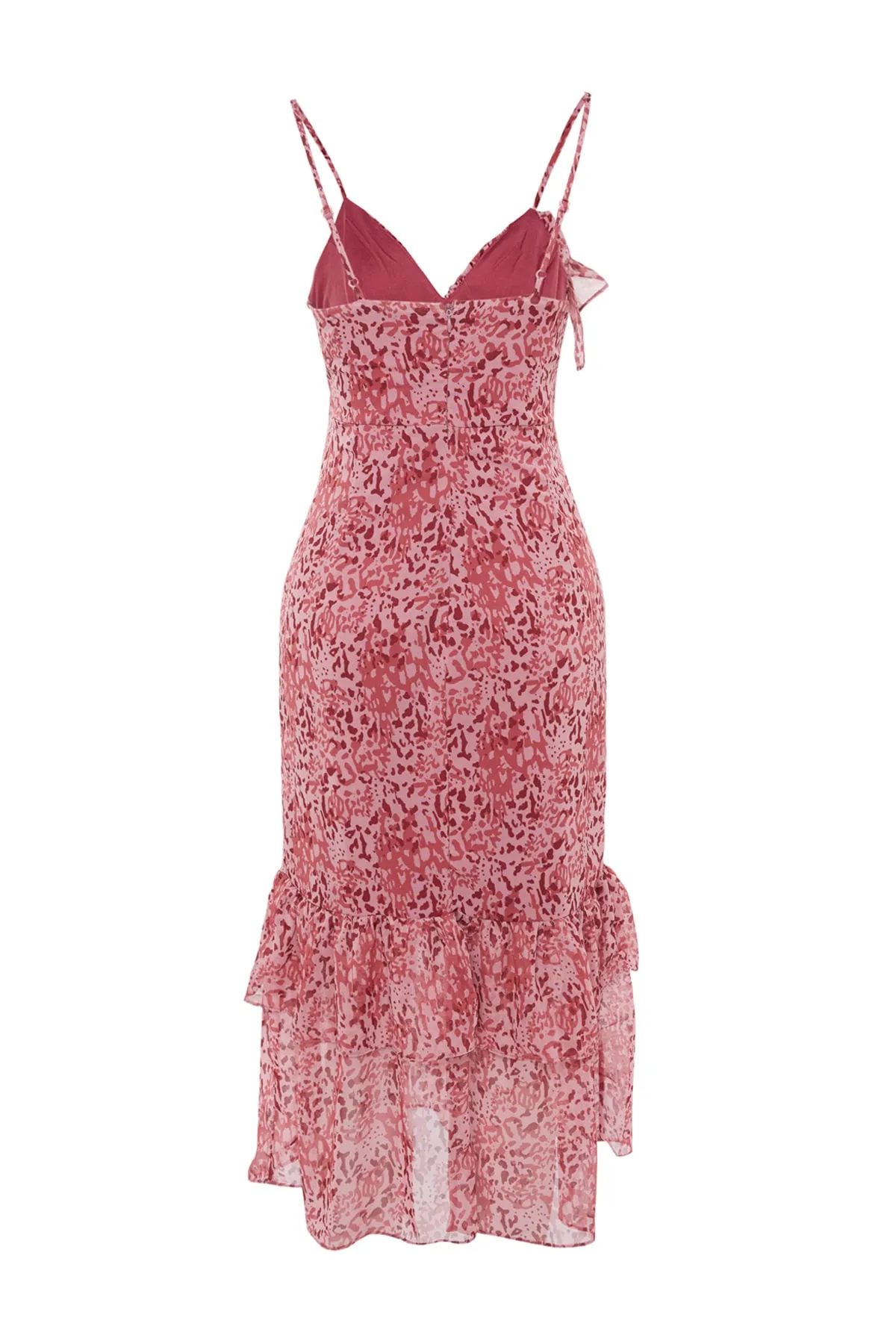 Trendyol Collection  Mehrfarbiges, zweireihiges, gefüttertes Chiffon-bedrucktes, elegantes Abendkleid TPRSS23EL00170
