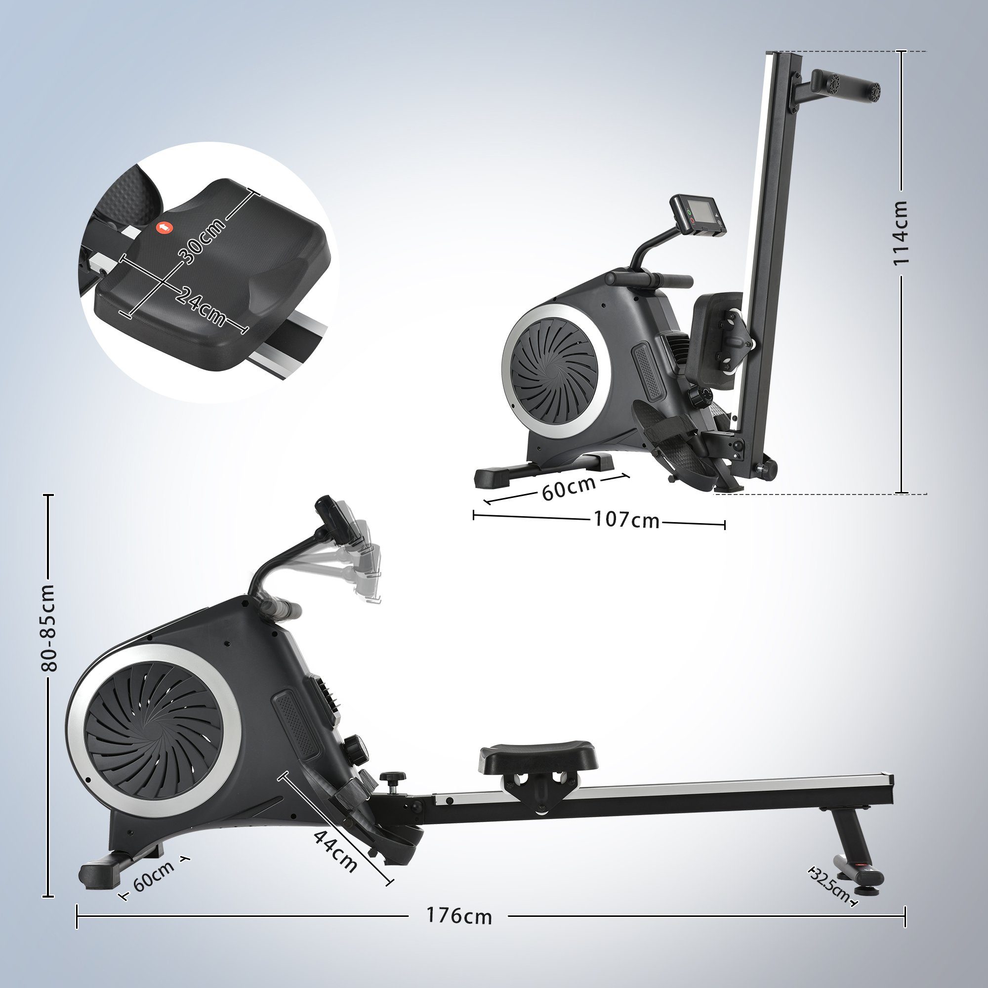 REDOM Rudergerät Luft+Magnetisches Rudergerät für den Heimgebrauch, Dual Magnet und Luft Widerstand Rudermaschine