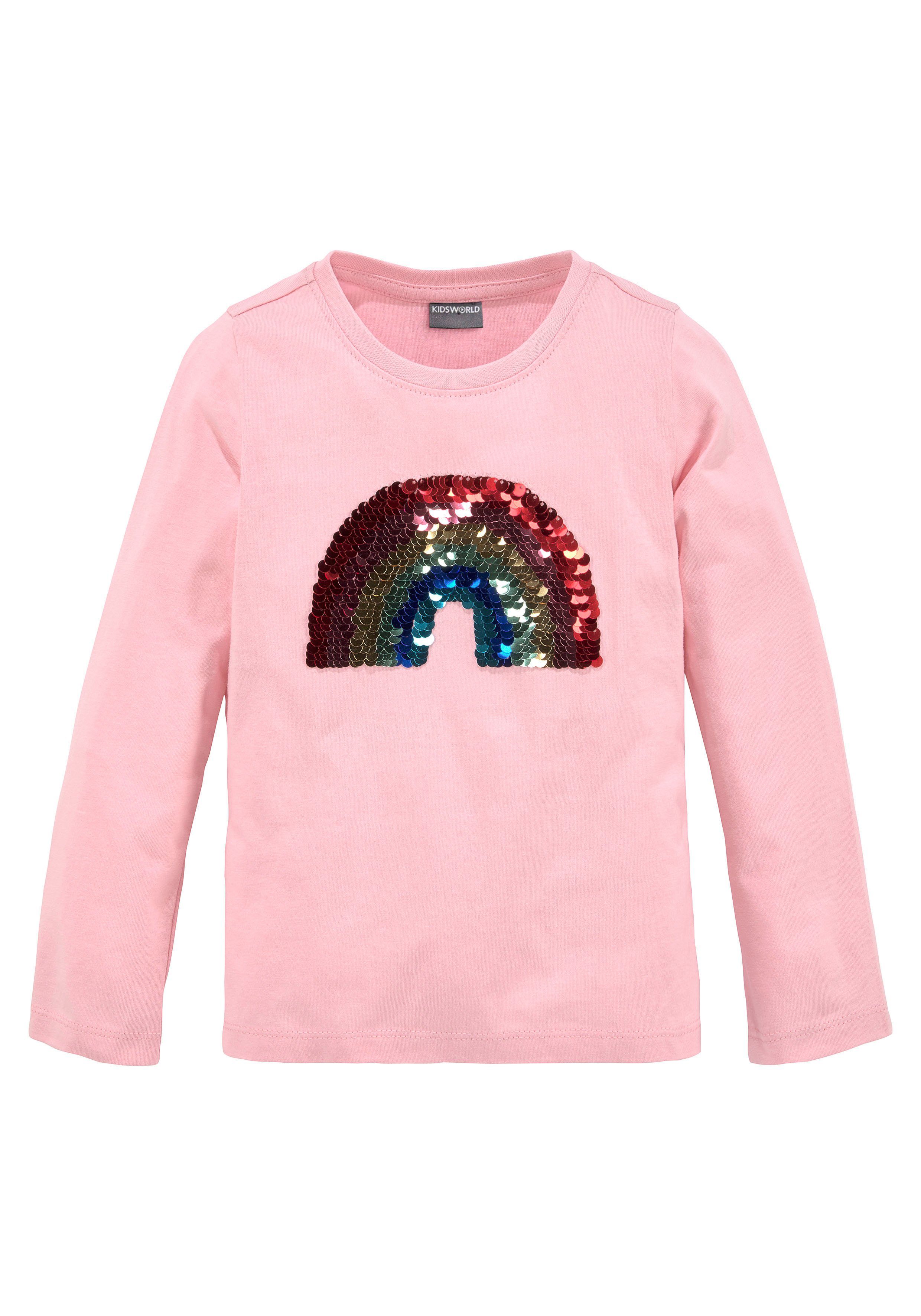 KIDSWORLD Langarmshirt Regenbogen mit Wende-Pailletten