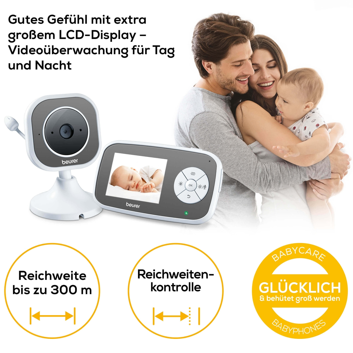 Beurer BY 110 Video-Babyphone-Babyphone mit Kamera Nachtsichtfunktion & digitaler Wireless Technologie