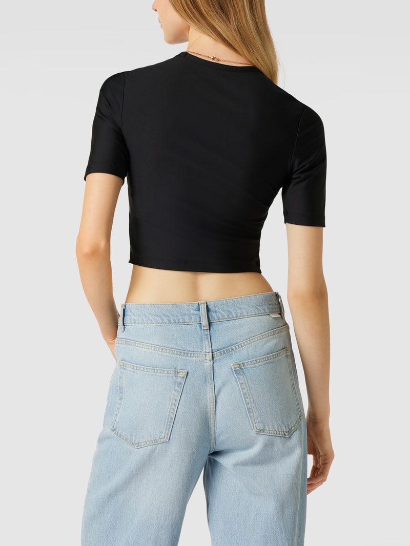Cropped T-Shirt mit Logo-Print Modell 'Safari' in schwarz