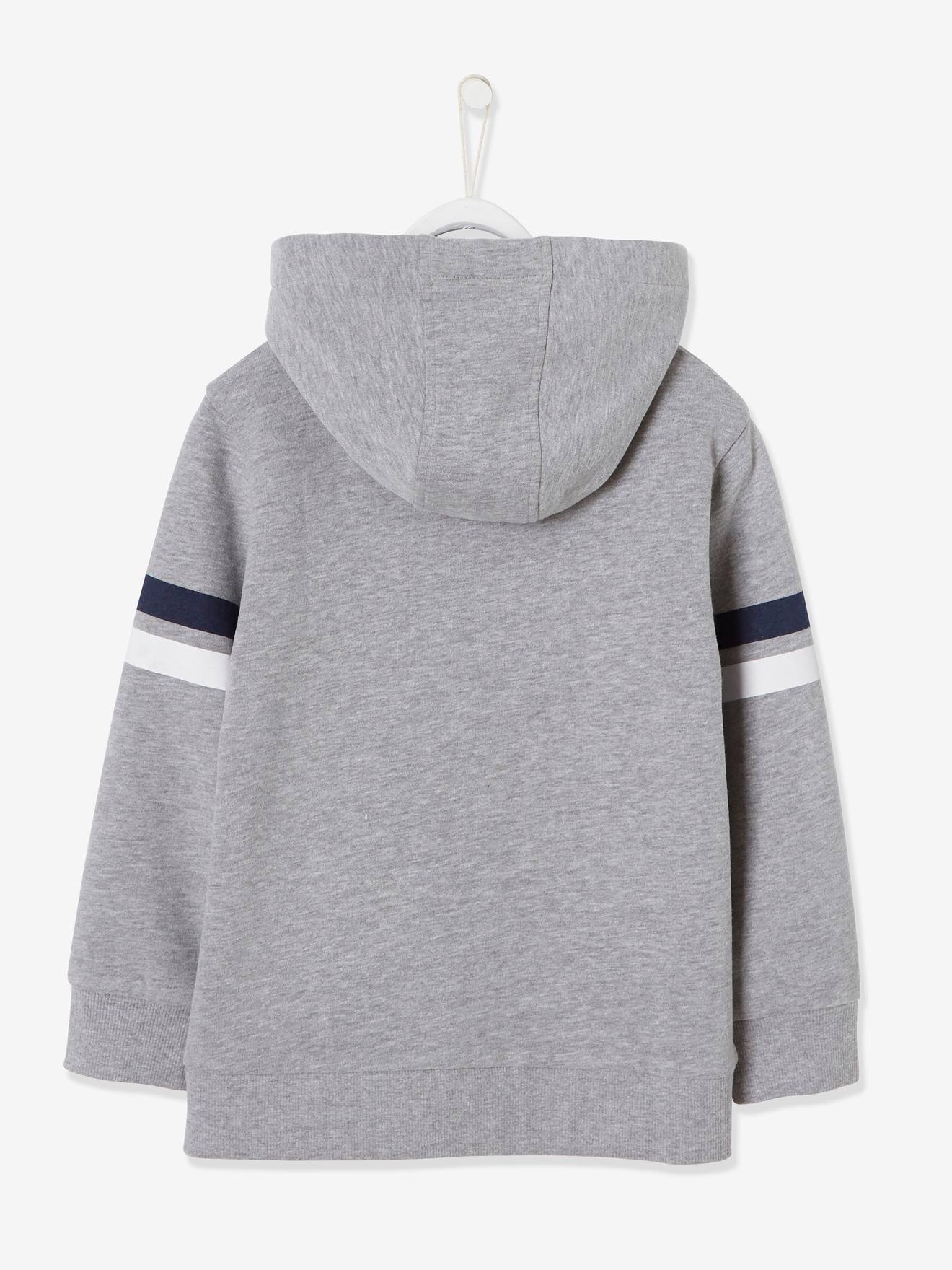 Sweat zippé à capuche garçon gris clair