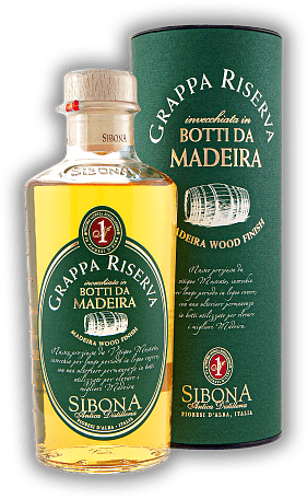 Sibona Grappa Riserva Botti da Madeira Sibona Grappa Riserva Botti da Madeira Grappa mit einer Reminiszenz an Madeira-Wein. 0,5	 Liter - Vol 40%