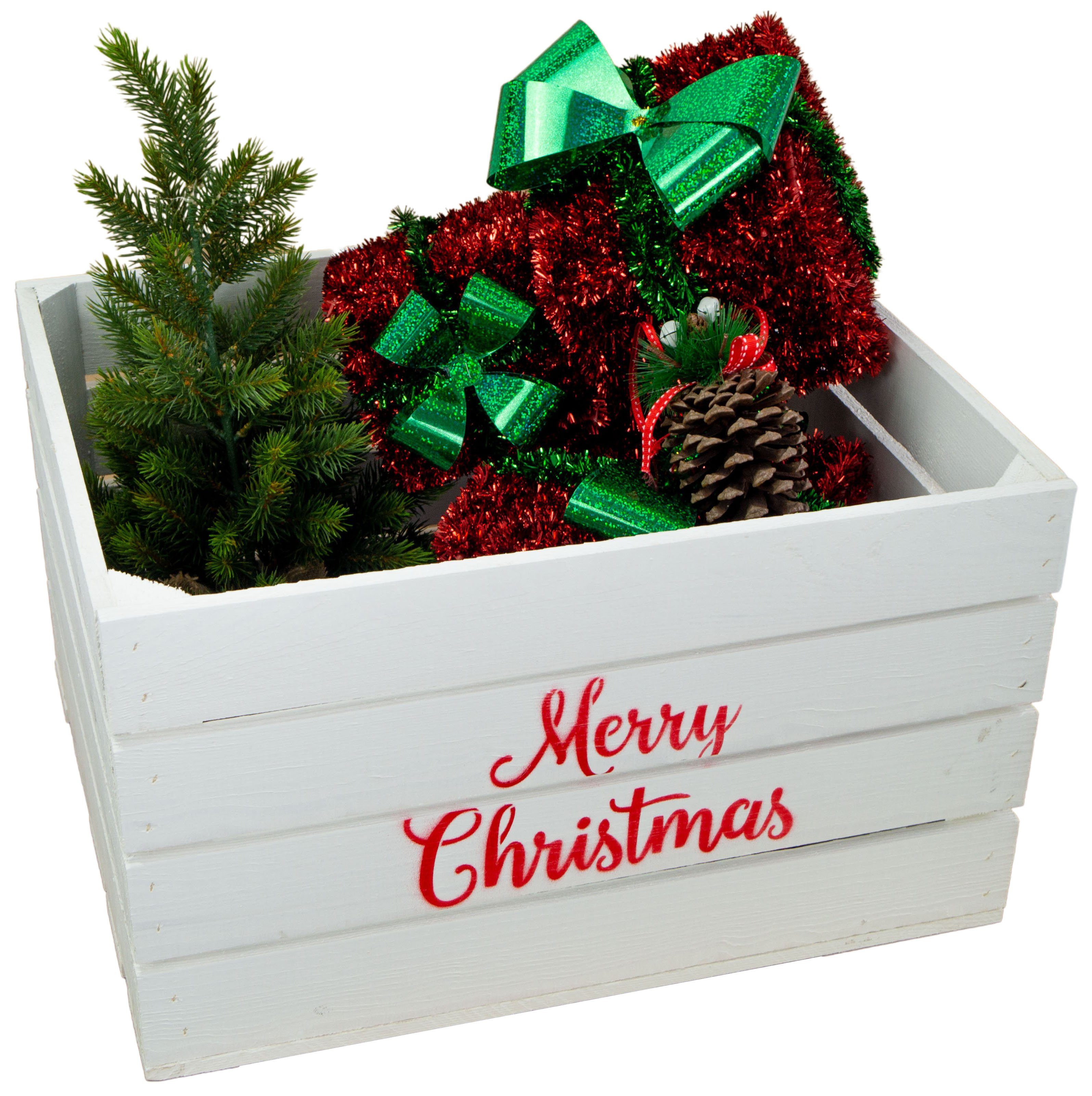 Kistenkolli Altes Land Allzweckkiste Obstkiste weiss Merry Christmas Weihnachtskiste Geschenkekiste Weinkis