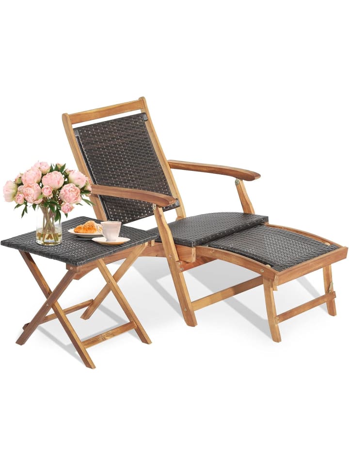 COSTWAY Gartenliege in Braun günstig kaufen 61 cm