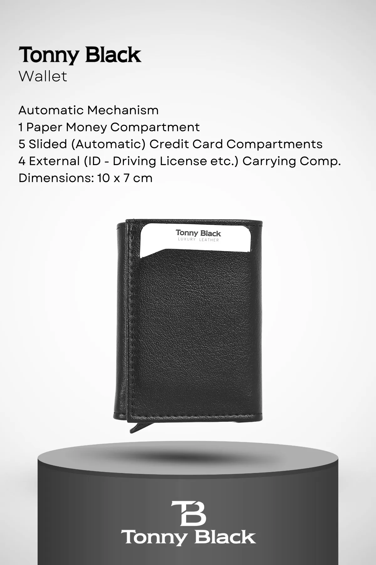 Tonny Black  Original Herren-Geschenkset mit 2 Stück, Luxus-Serie, stilvolles Portemonnaie mit Automatikmechanismus, Gürtel-Set