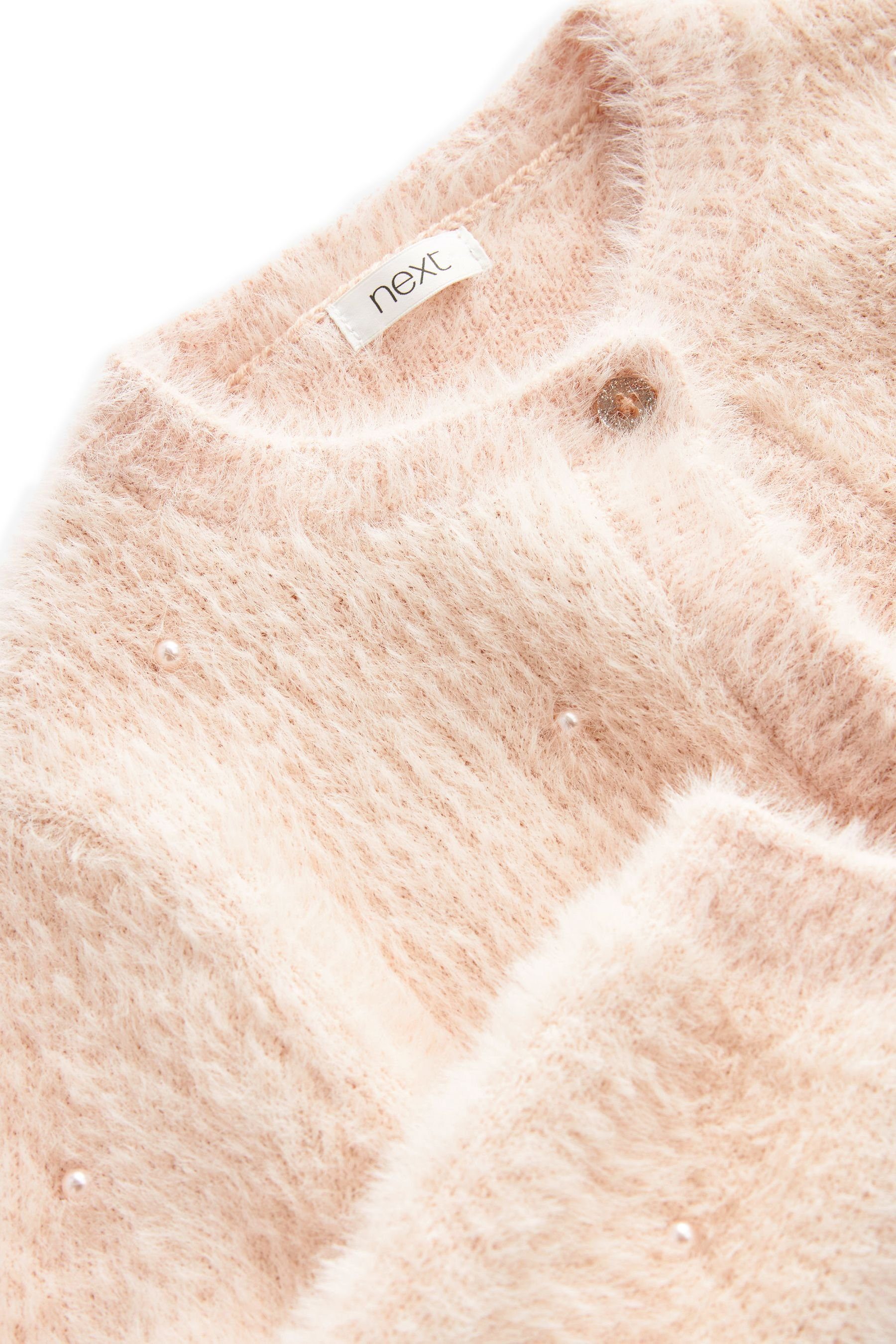 Next Strickjacke Flauschige Strickjacke mit Perlenstickerei (1-tlg)